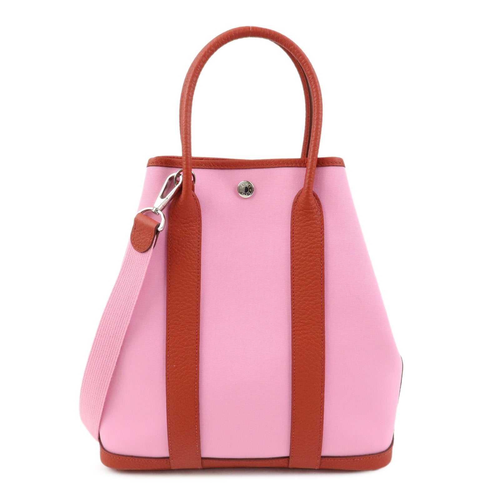 HERMES Garden File PM Y Stamped Toile Militaire Leather 2Way Bag