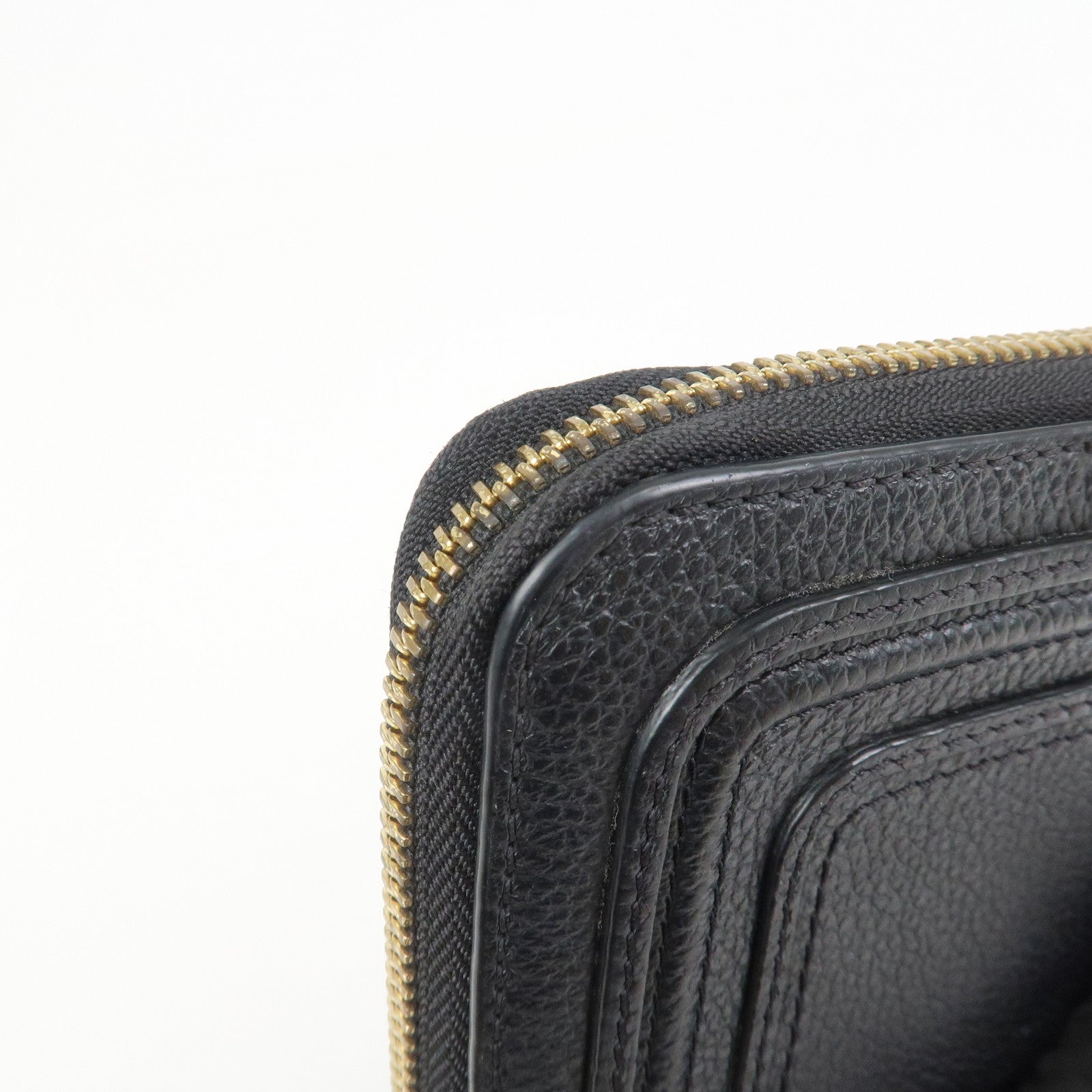 Chloe Marcie Leather Zippy Long Wallet Black