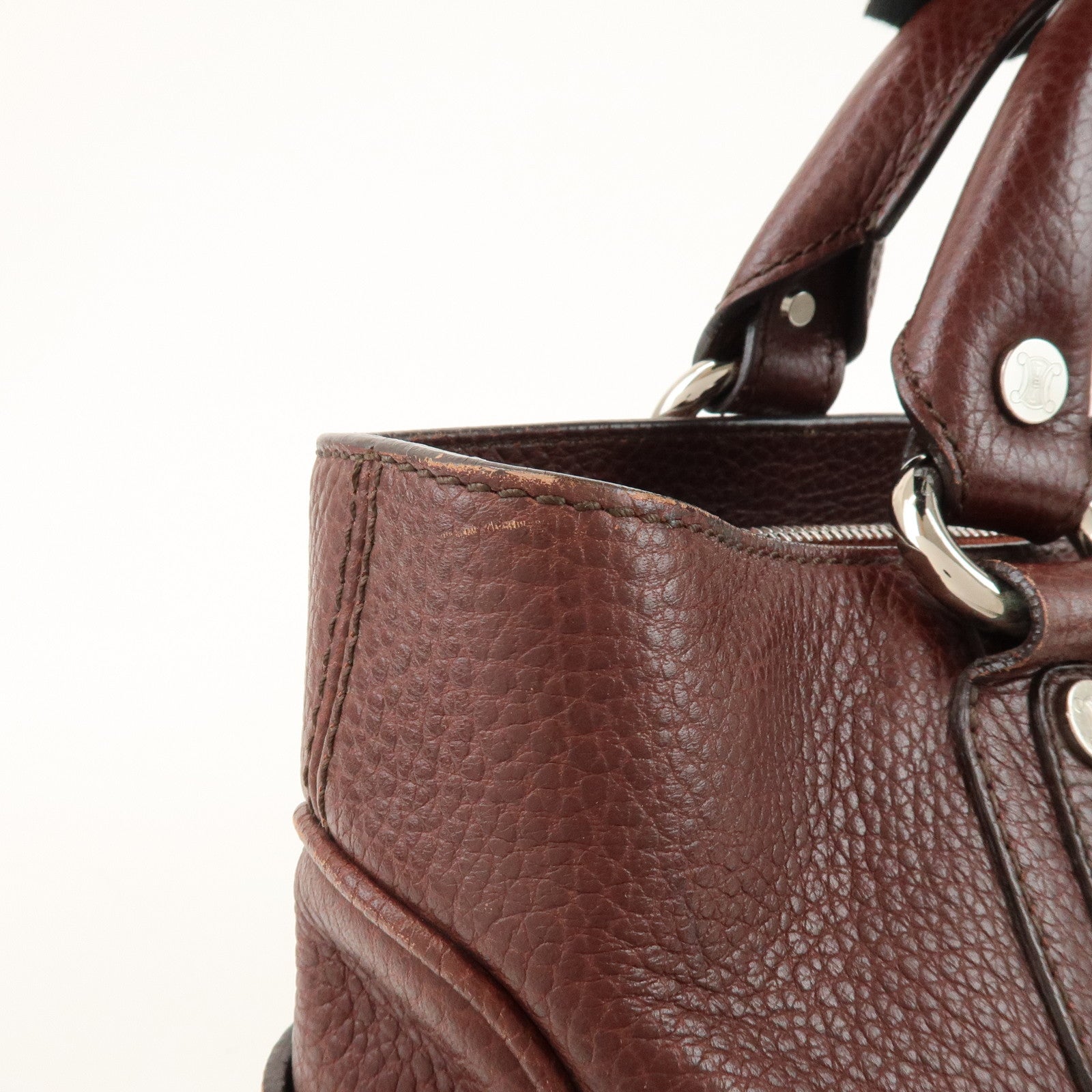 CELINE Leather Boogie Bag Hand Bag Tote Bag Brown