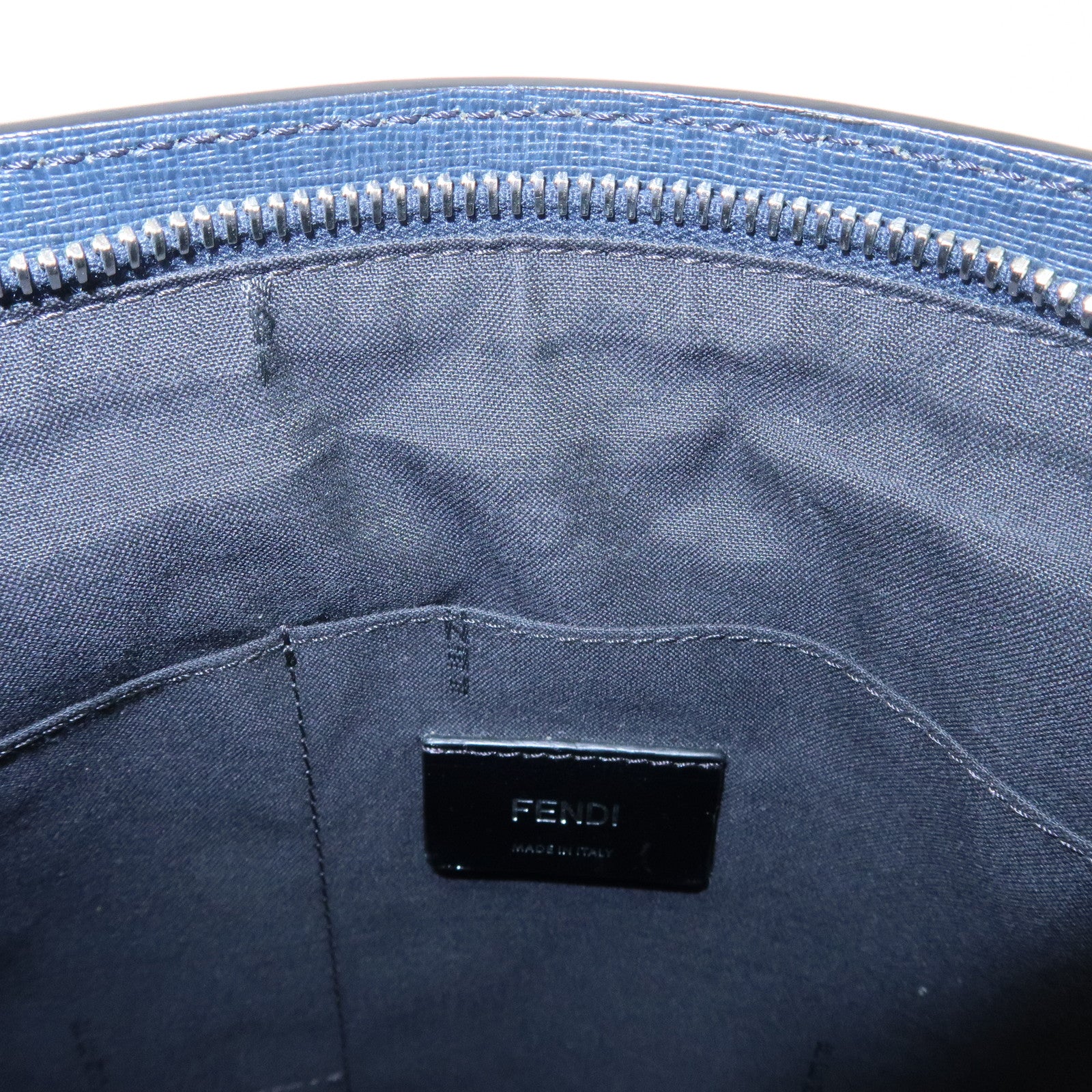 FENDI Logo Leather Shoulder Bag Crossbody Bag Navy 7VA357 Used