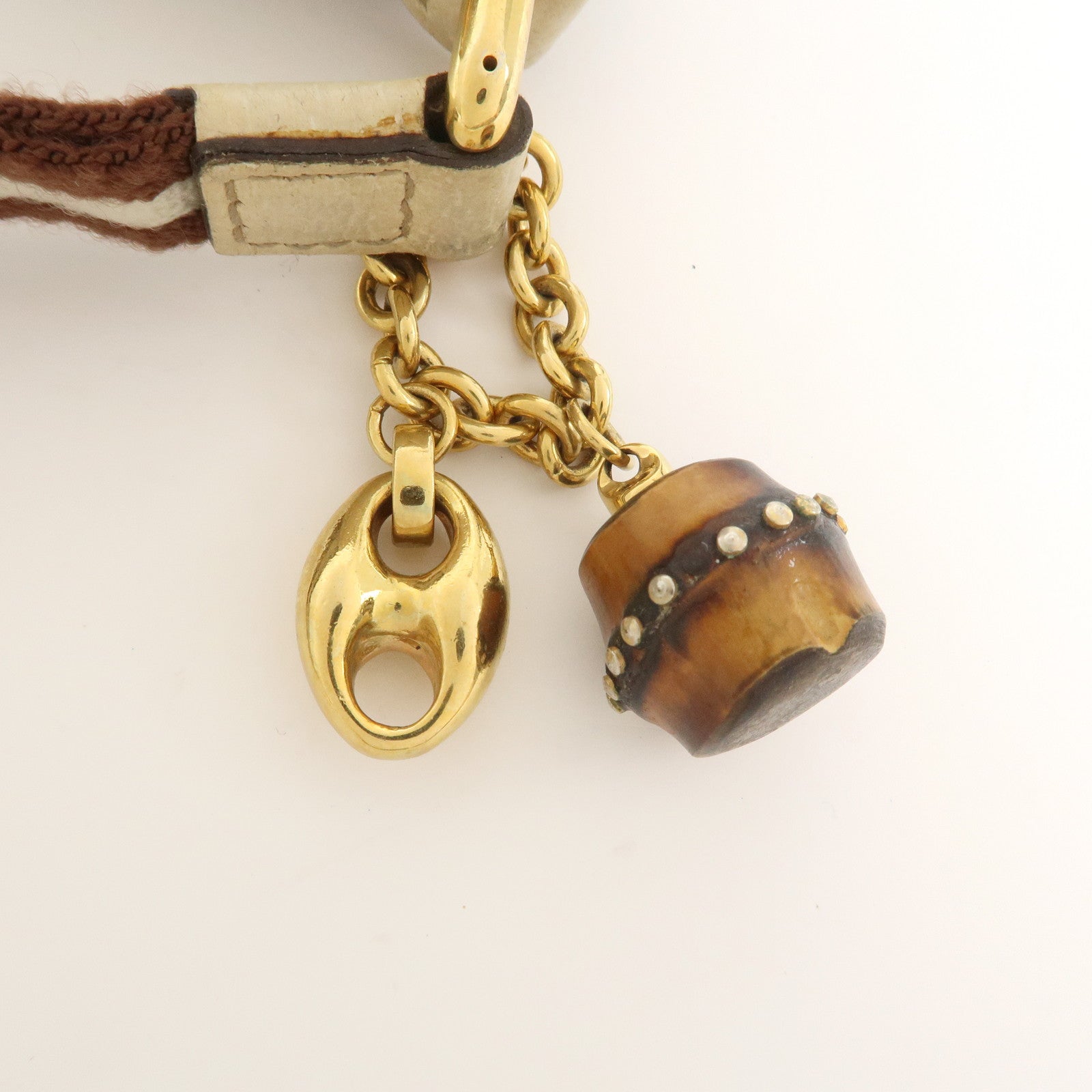 GUCCI Bamboo GG Canvas Leather Cosmetic Pouch Clutch Beige 159913