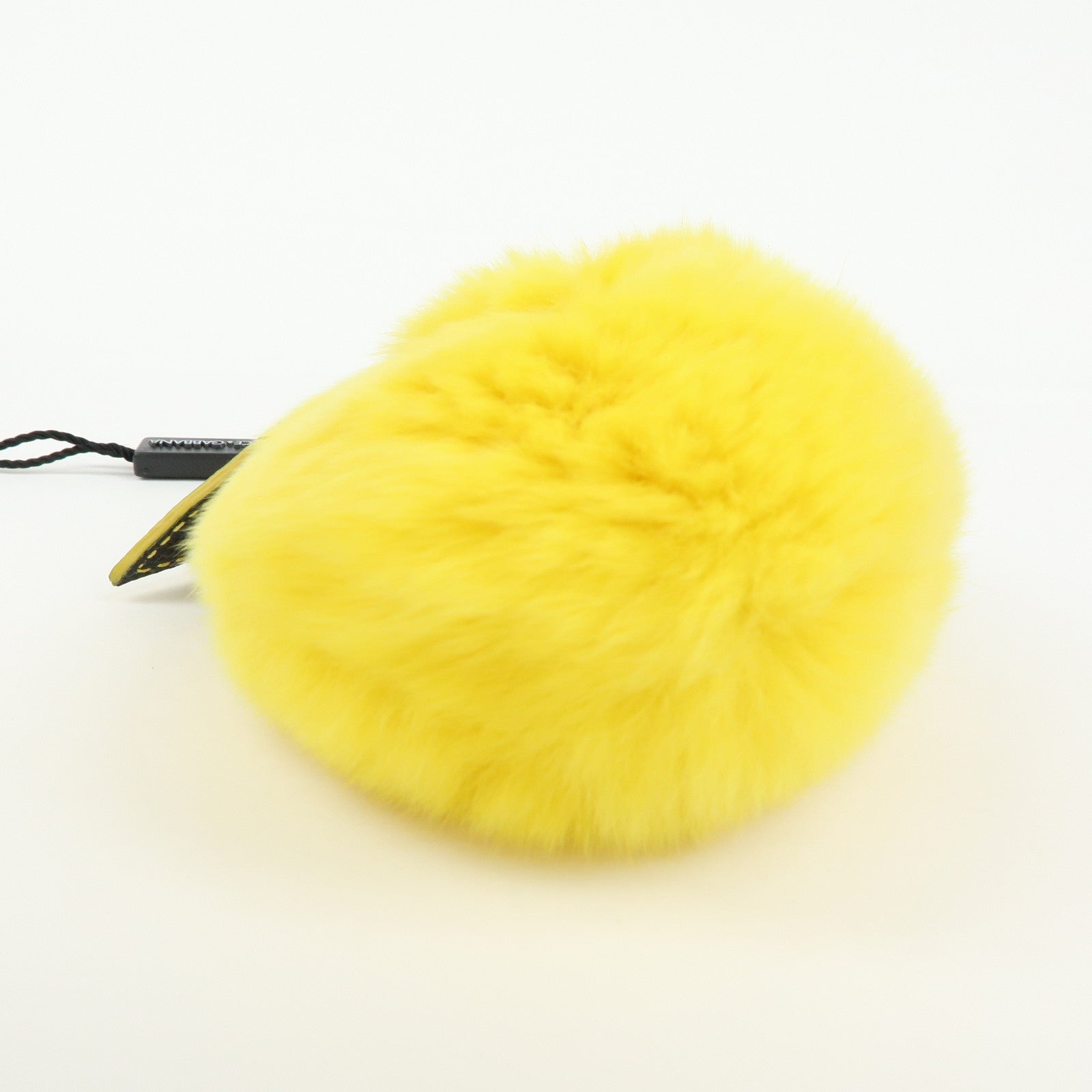 Dolce&Gabbana Fur Leather Lemon Motif Bag Charm Key Chain Yellow