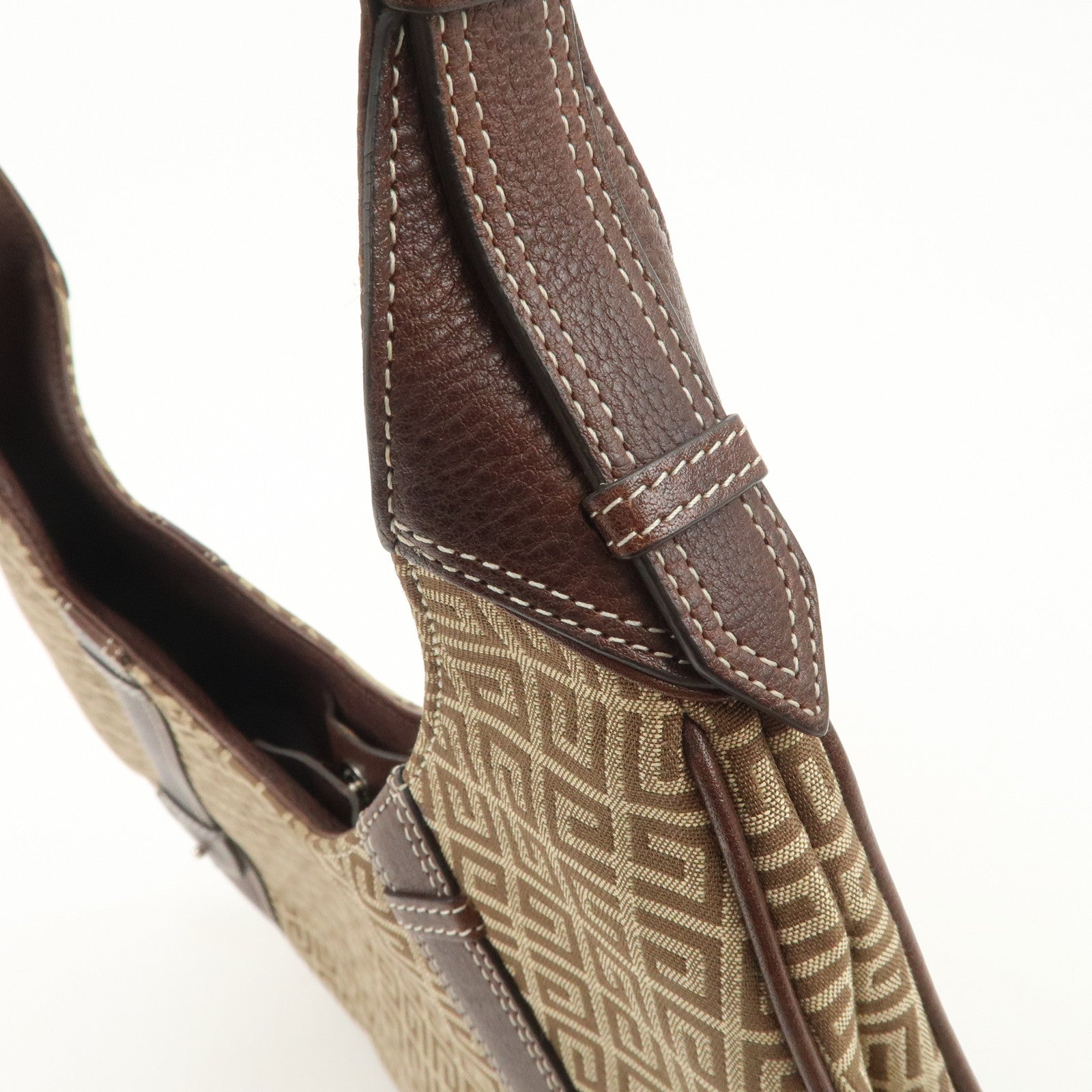 GIVENCHY 4G Logo Canvas Leather Hand Bag Shoulder Bag Beige Brown