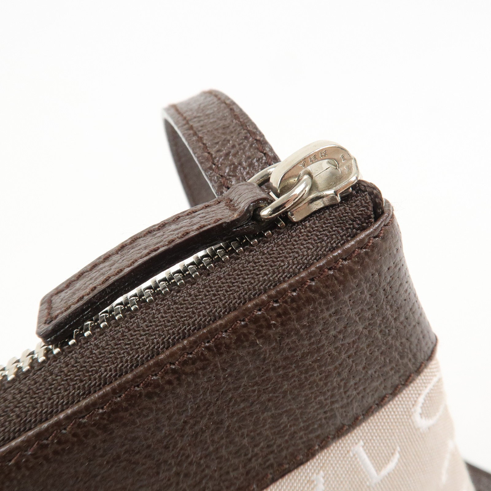 BVLGARI Logo Mania Canvas Leather Shoulder Bag Beige Brown 22588