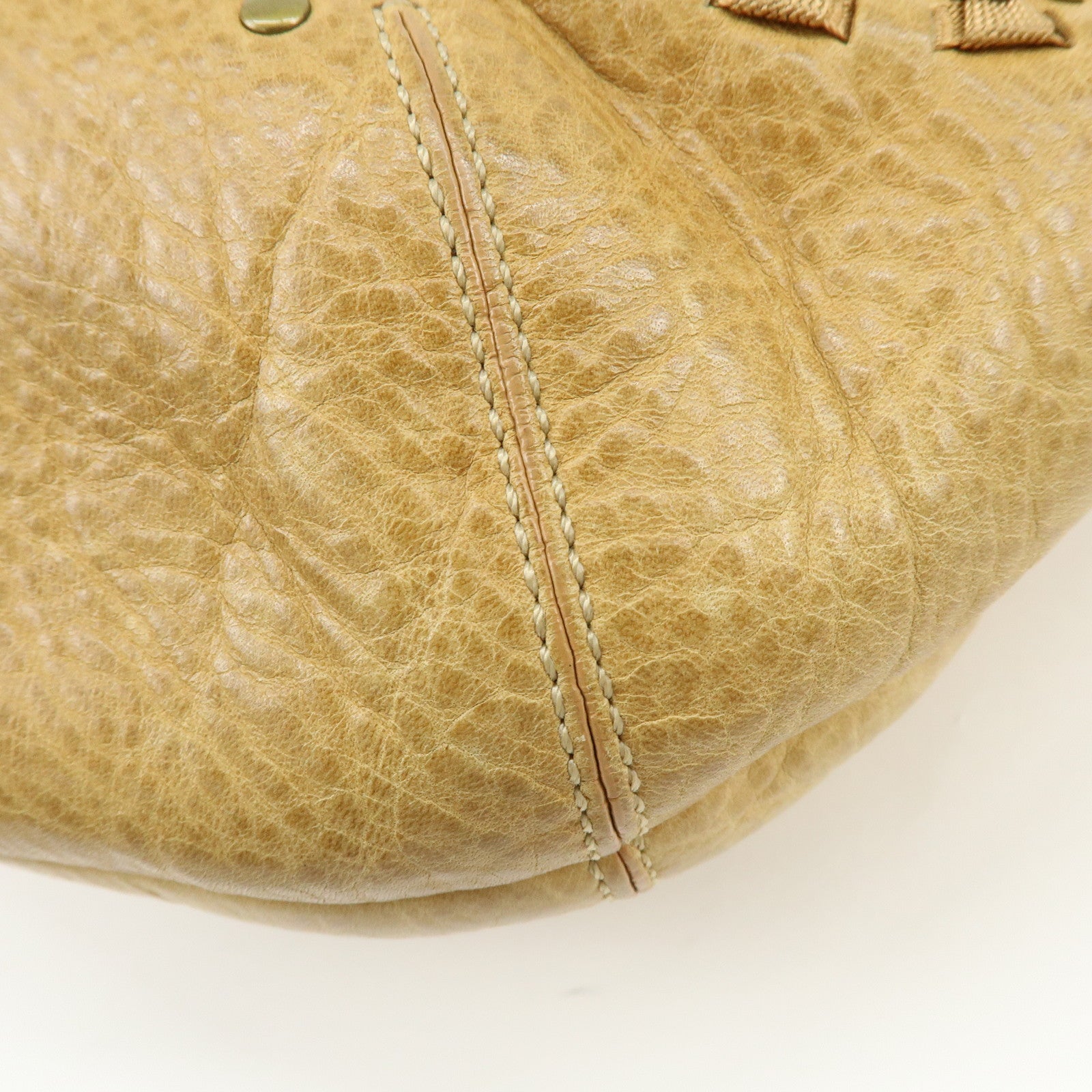 COACH Leather Shoulder Bag Hand Bag Studs Camel