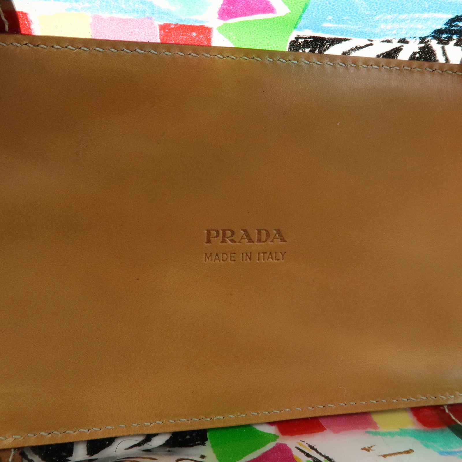 PRADA Venetian Print PVC Leather Tote Bag Clear Multicolor BR2515