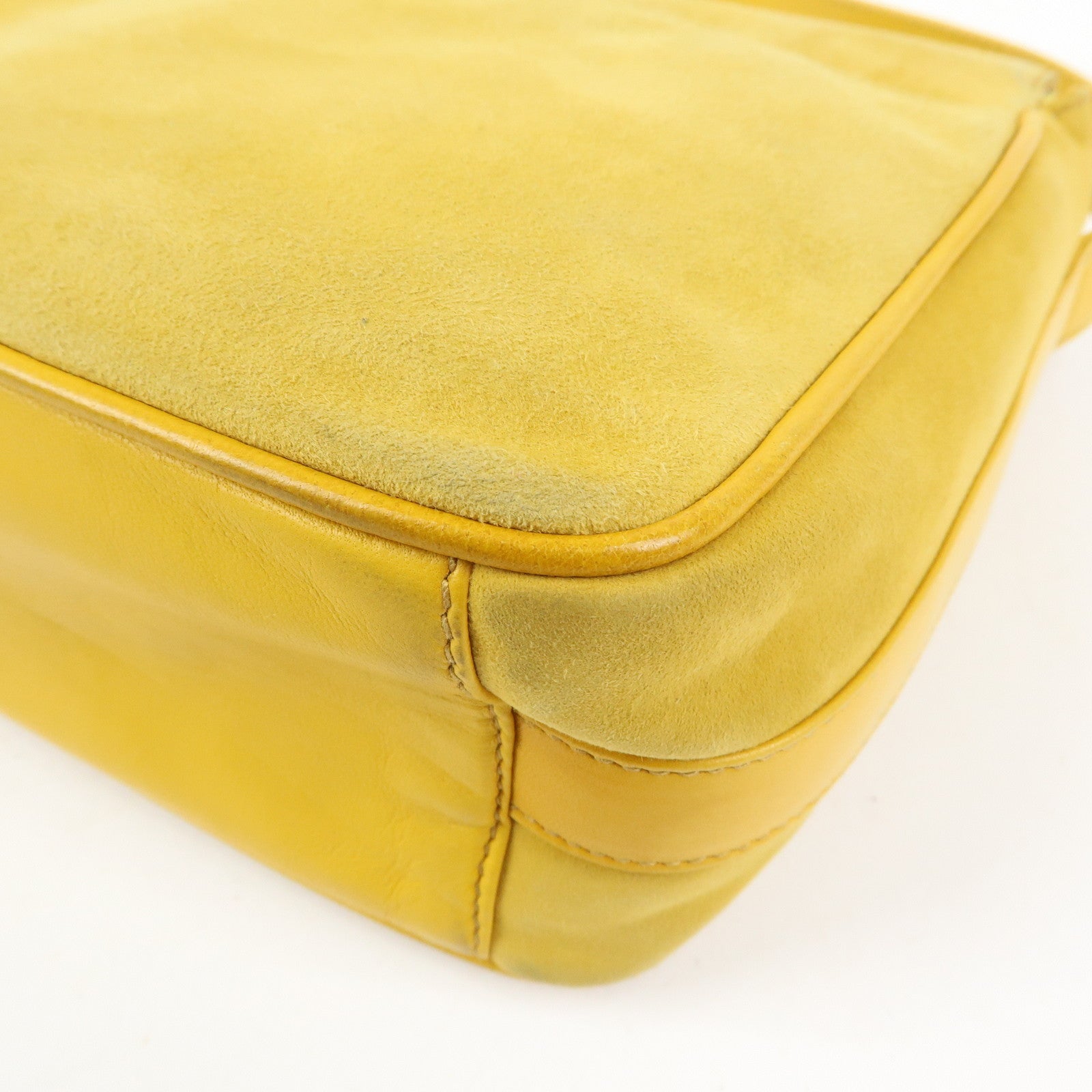 GUCCI Horsebit Suede Leather Shoulder Bag Yellow 007.3444