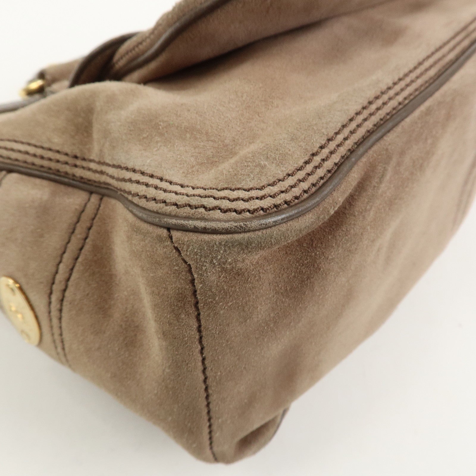 CELINE Boogie Bag Suede Leather Hand Bag Beige Brown