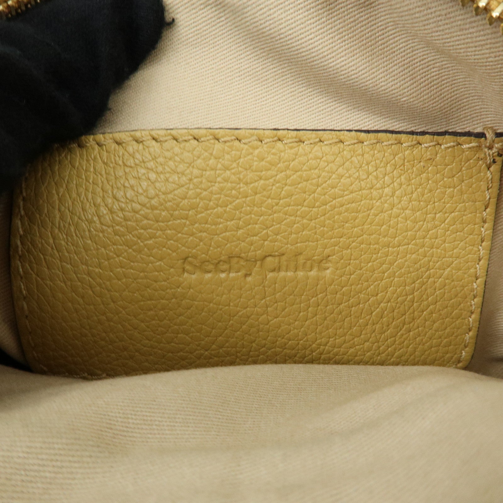 Chloe See by Chloe Leather Suede Chain Shoulder Bag Beige