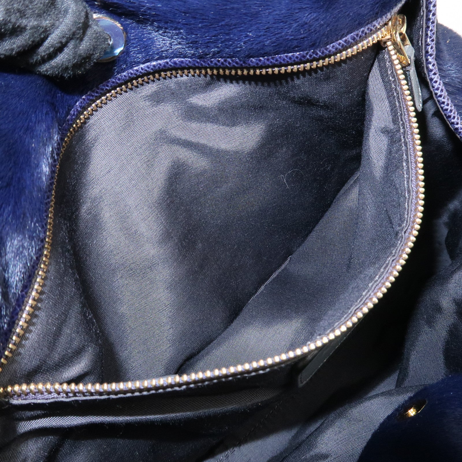 LOEWE Logo Unborn Calf Leather Hand Bag Charm Shoulder Bag Navy