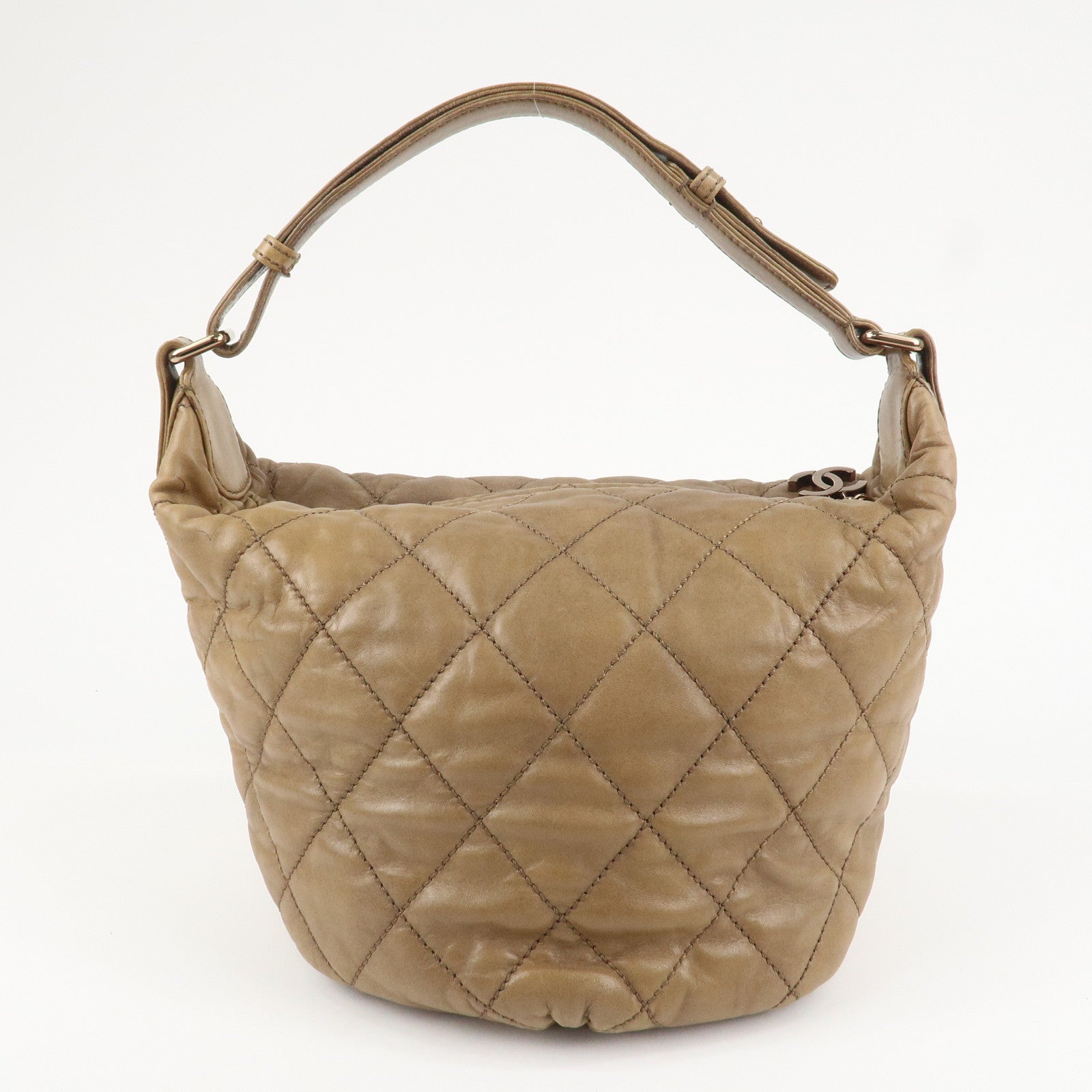 CHANEL Wild Stitch Leather Shoulder Bag Hand Bag Brown Used