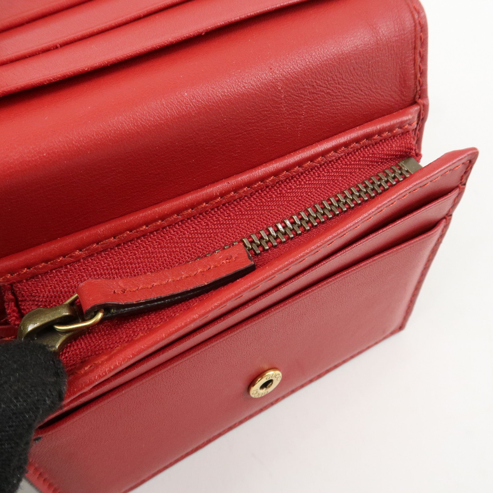 GUCCI Interlocking G GG Supreme Cherry Compact Wallet Beige 476050 Used