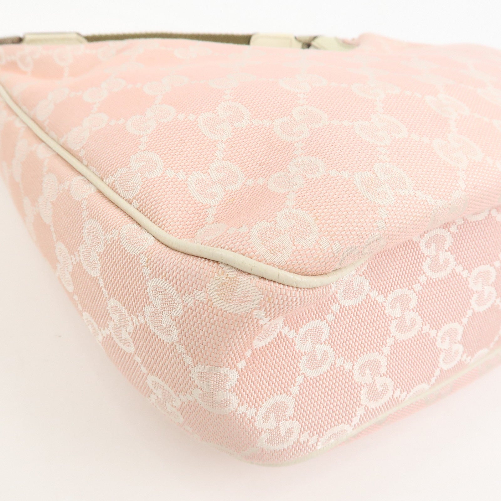 GUCCI Sherry Line GG Canvas Leather Shoulder Bag Pink 145757