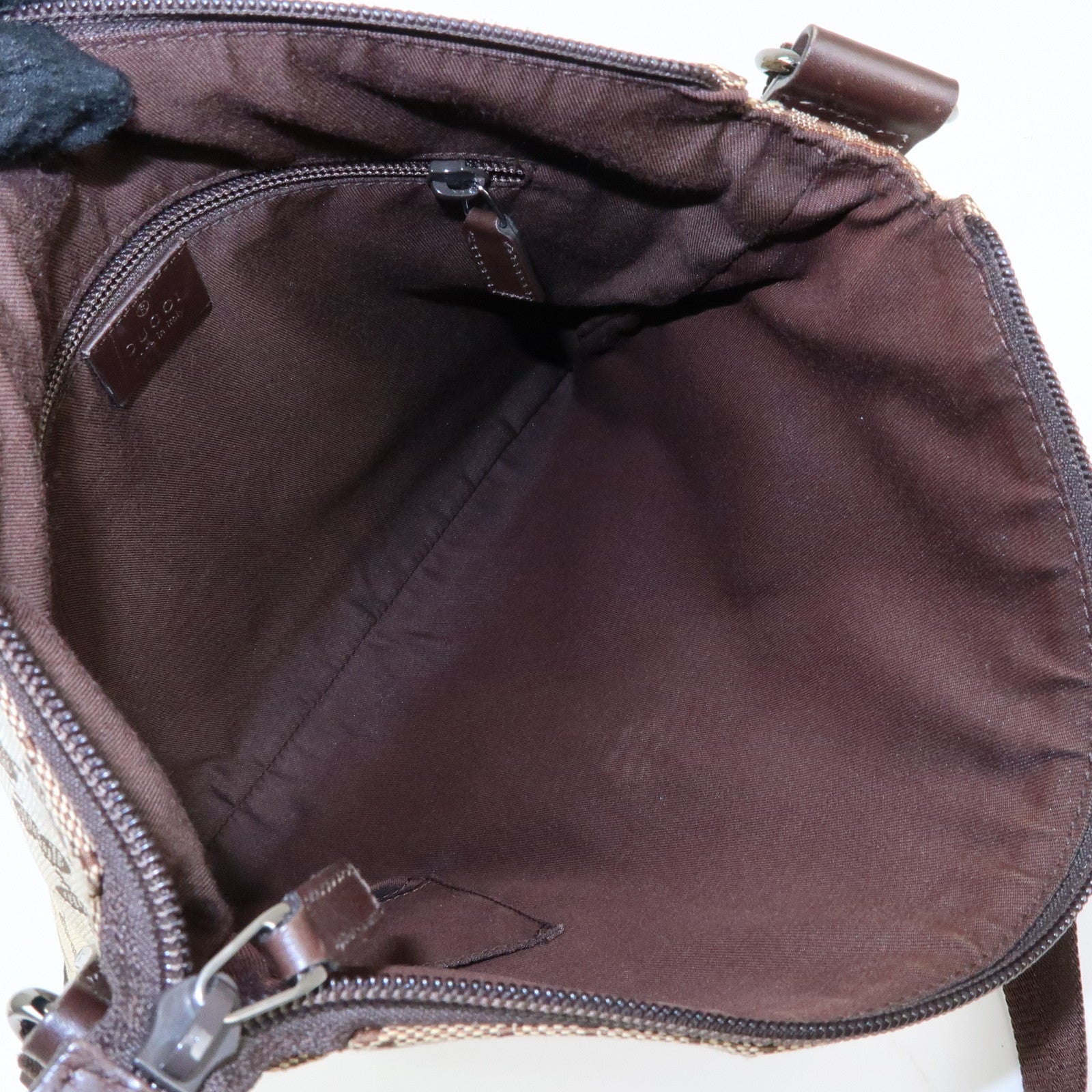 GUCCI GG Canvas Leather Shoulder Crossbody Bag Beige Brown 145857