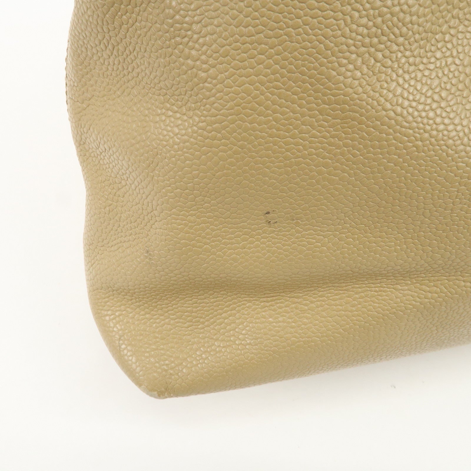 CHANEL COCO Mark Leather Chain Shoulder Bag Hand Bag Beige Used