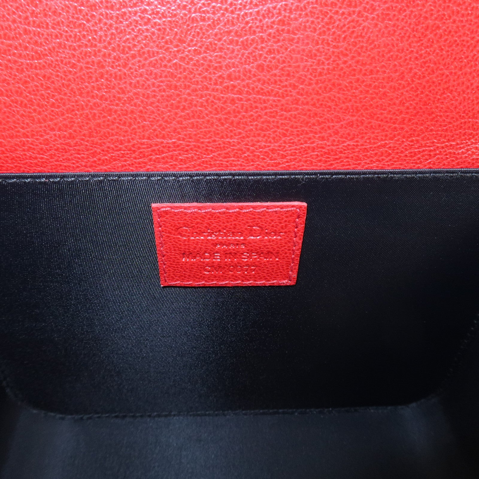 Christian Dior Cannage Leather Vanity Bag Hand Bag Red Silver HDW Used