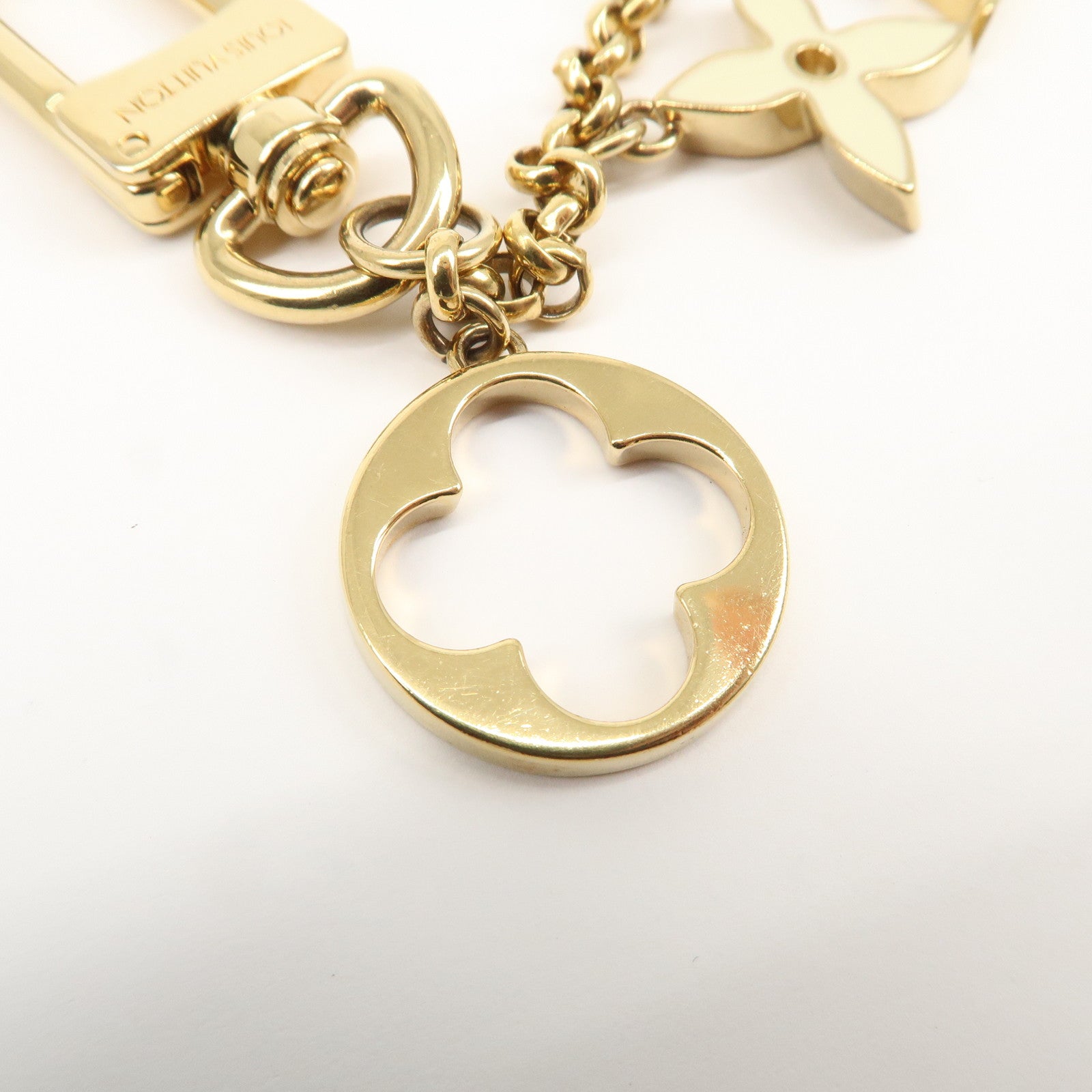 Louis Vuitton Fleur de Monogram Bag Charm Key Chain Gold M65111