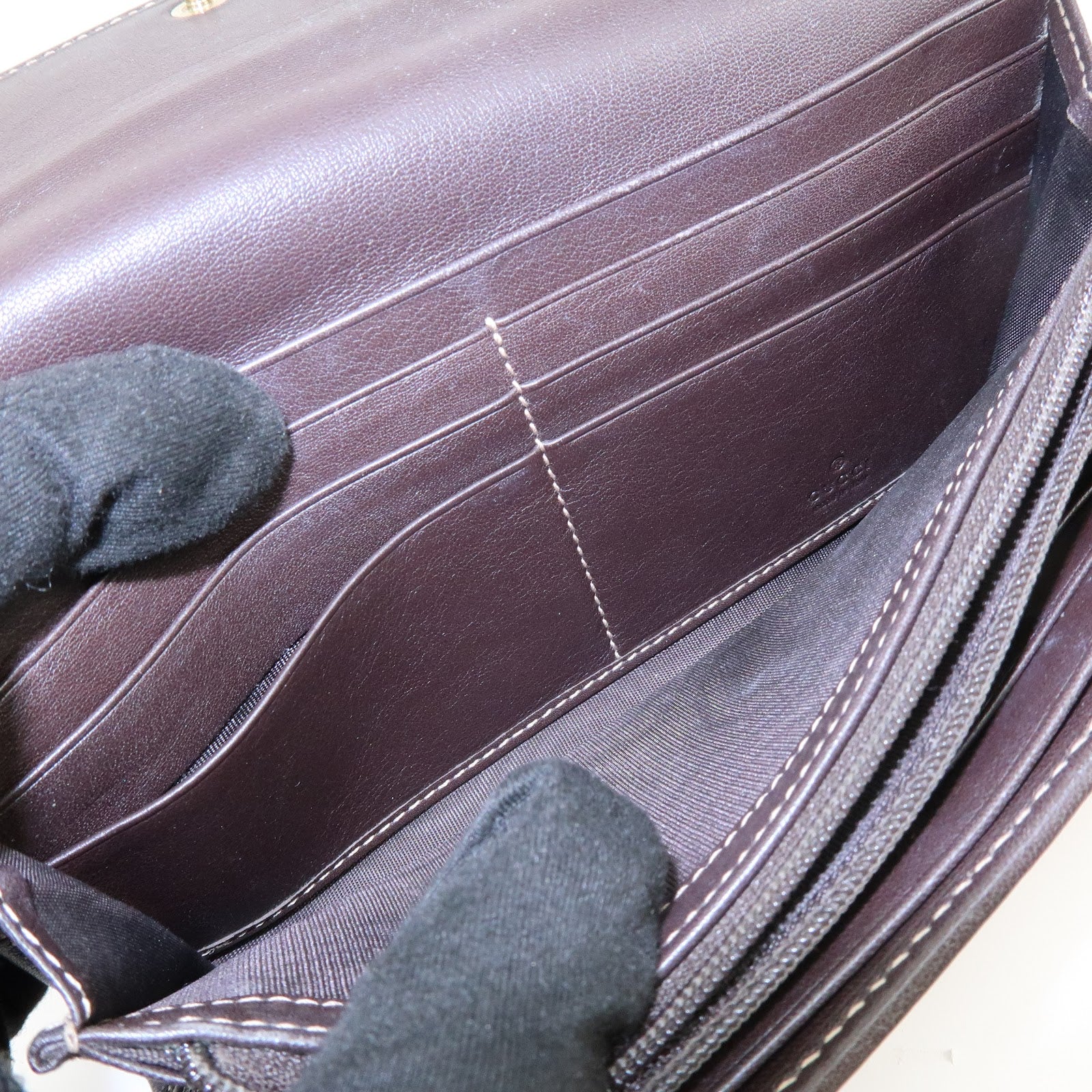 GUCCI Lovely Heart GG Canvas Leather Long Wallet Brown 251861