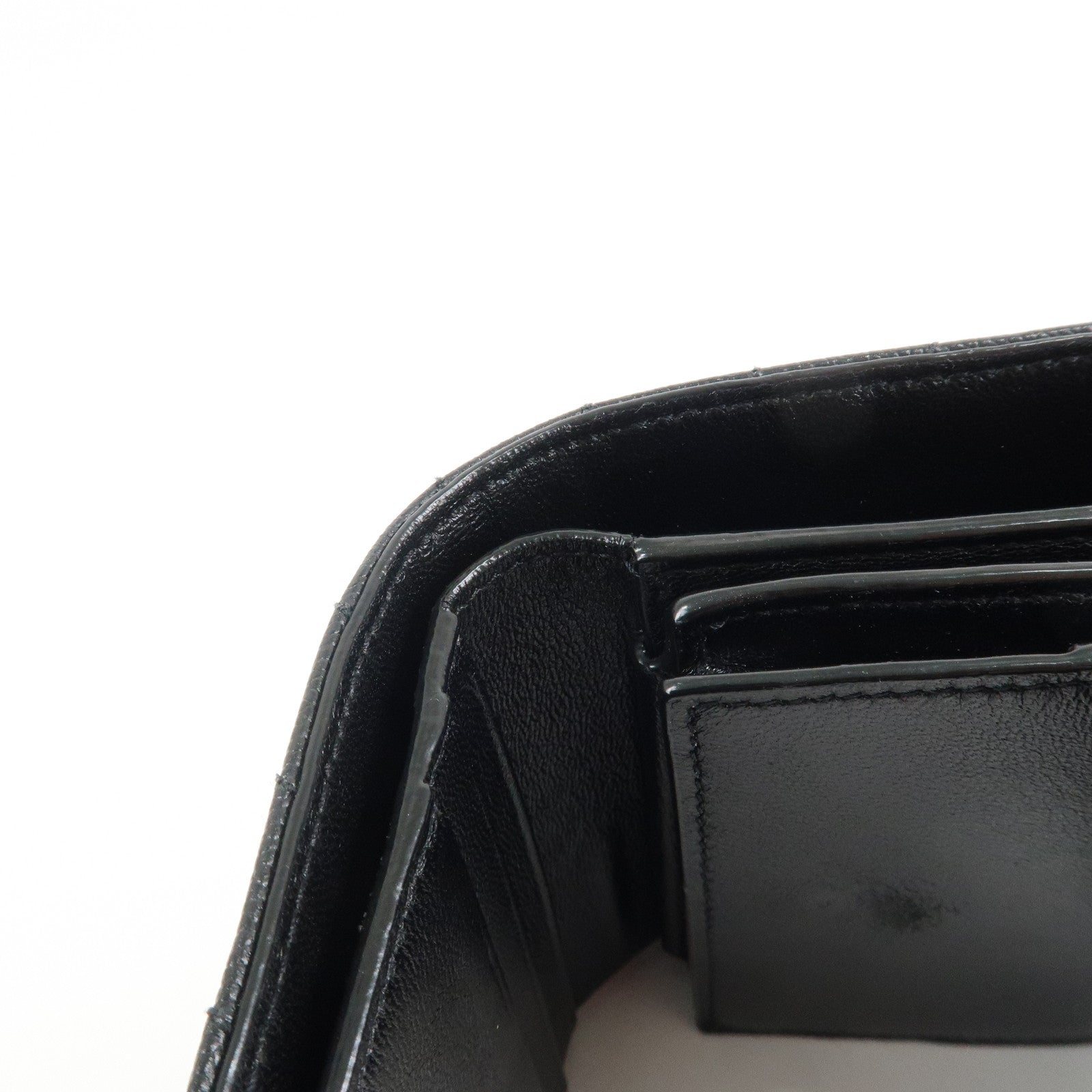 SAINT LAURENT Cassandra Leather Compact Wallet Black
