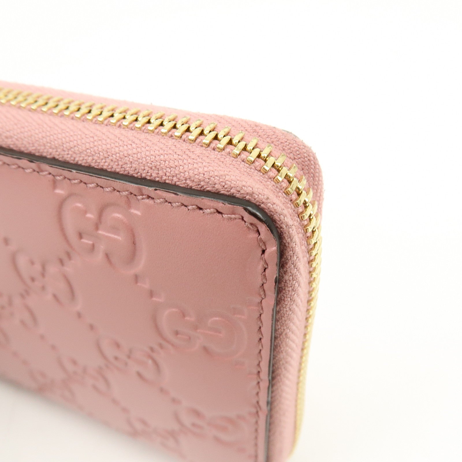 GUCCI Guccissima Leather Icon Zip Around Long Wallet Pink 410102