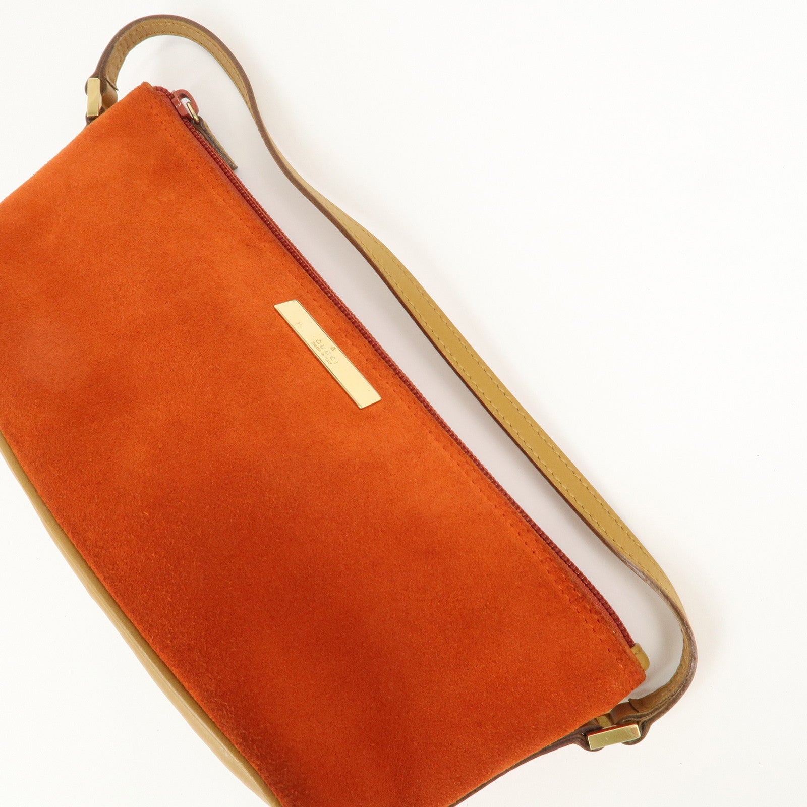 GUCCI Suede Leather Accessory Pouch Hand Bag Orange 039.1103