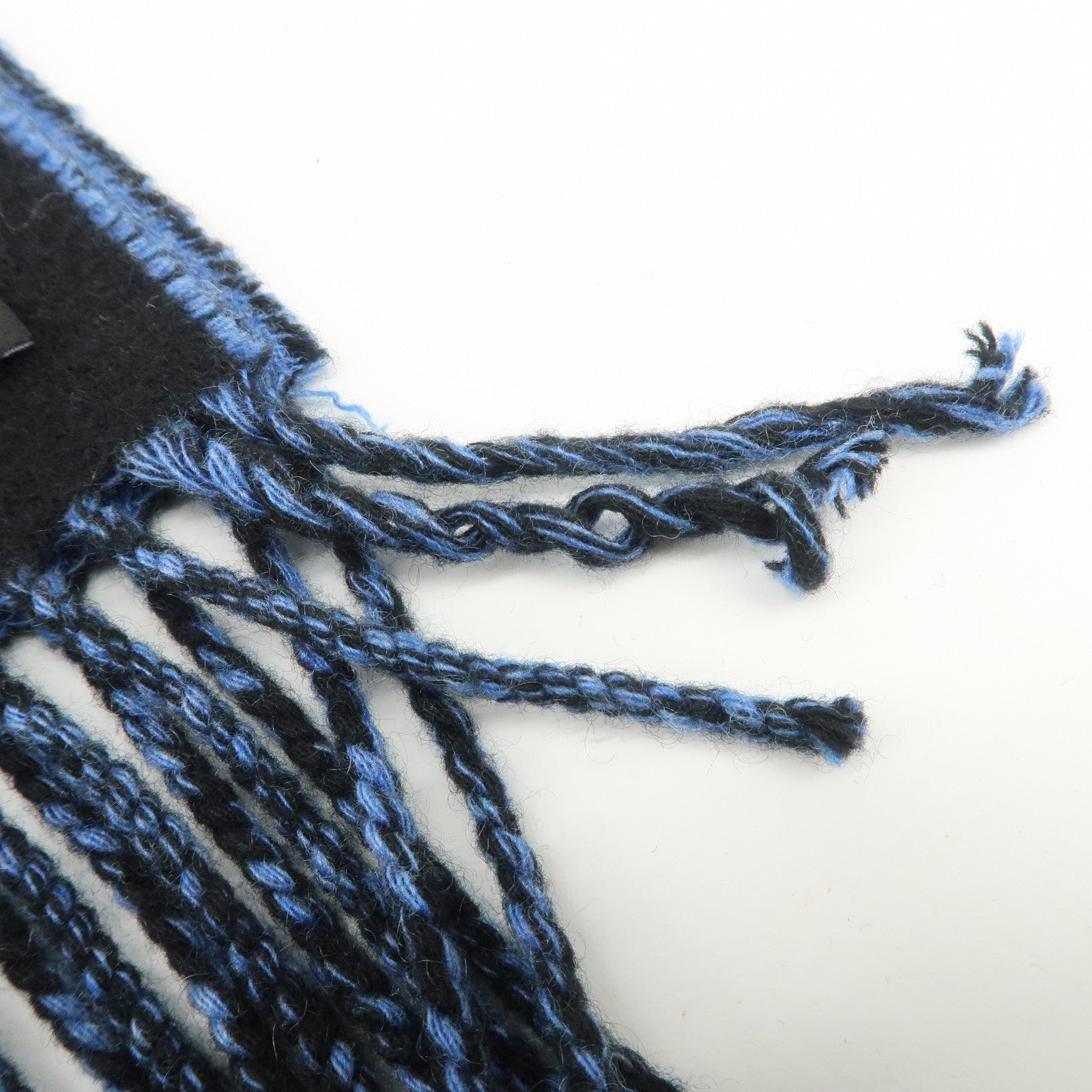 HERMES Cashmere 100% Scarf Blue Black