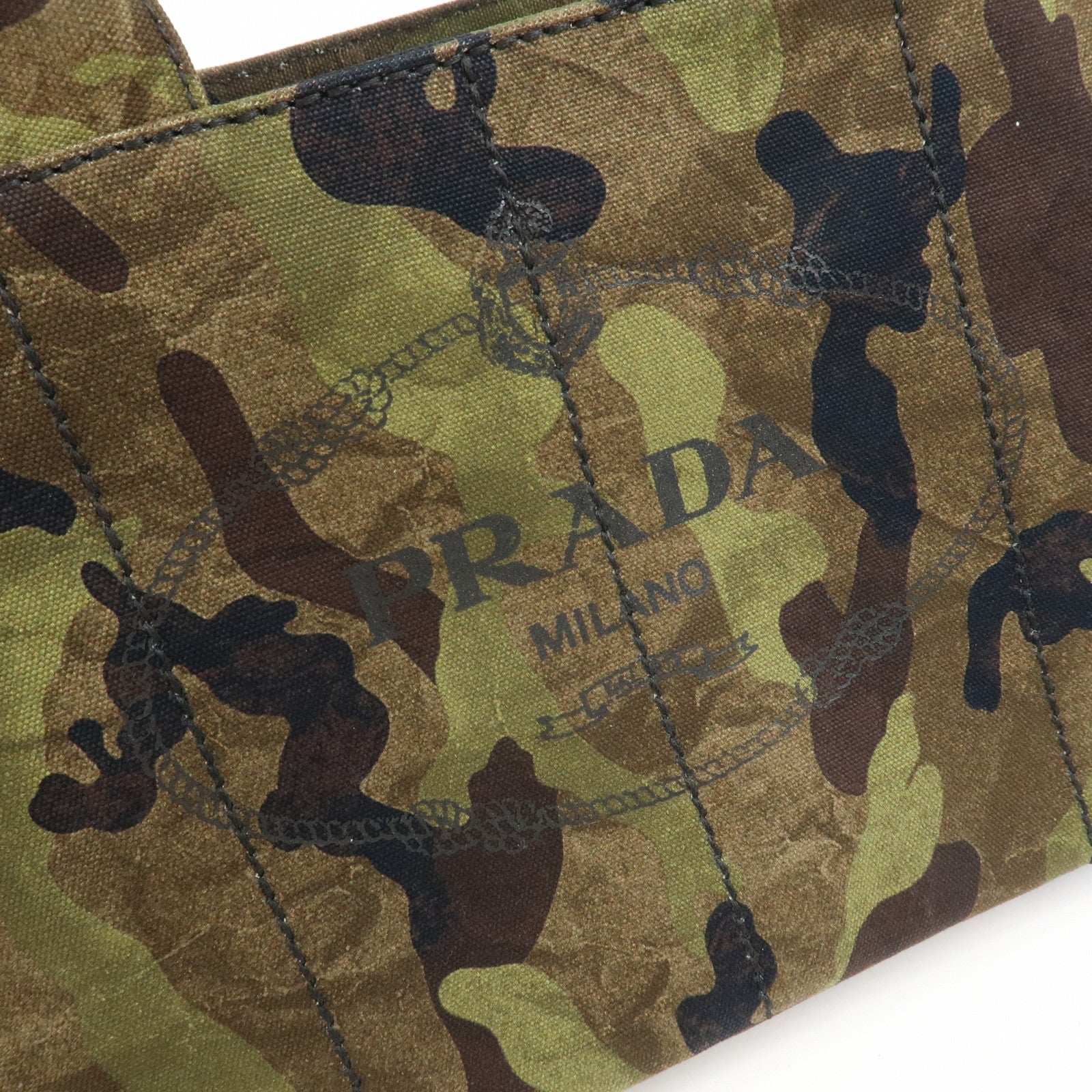 PRADA Canapa Canvas 2Way Hand Bag Shoulder Bag Khaki B2642B