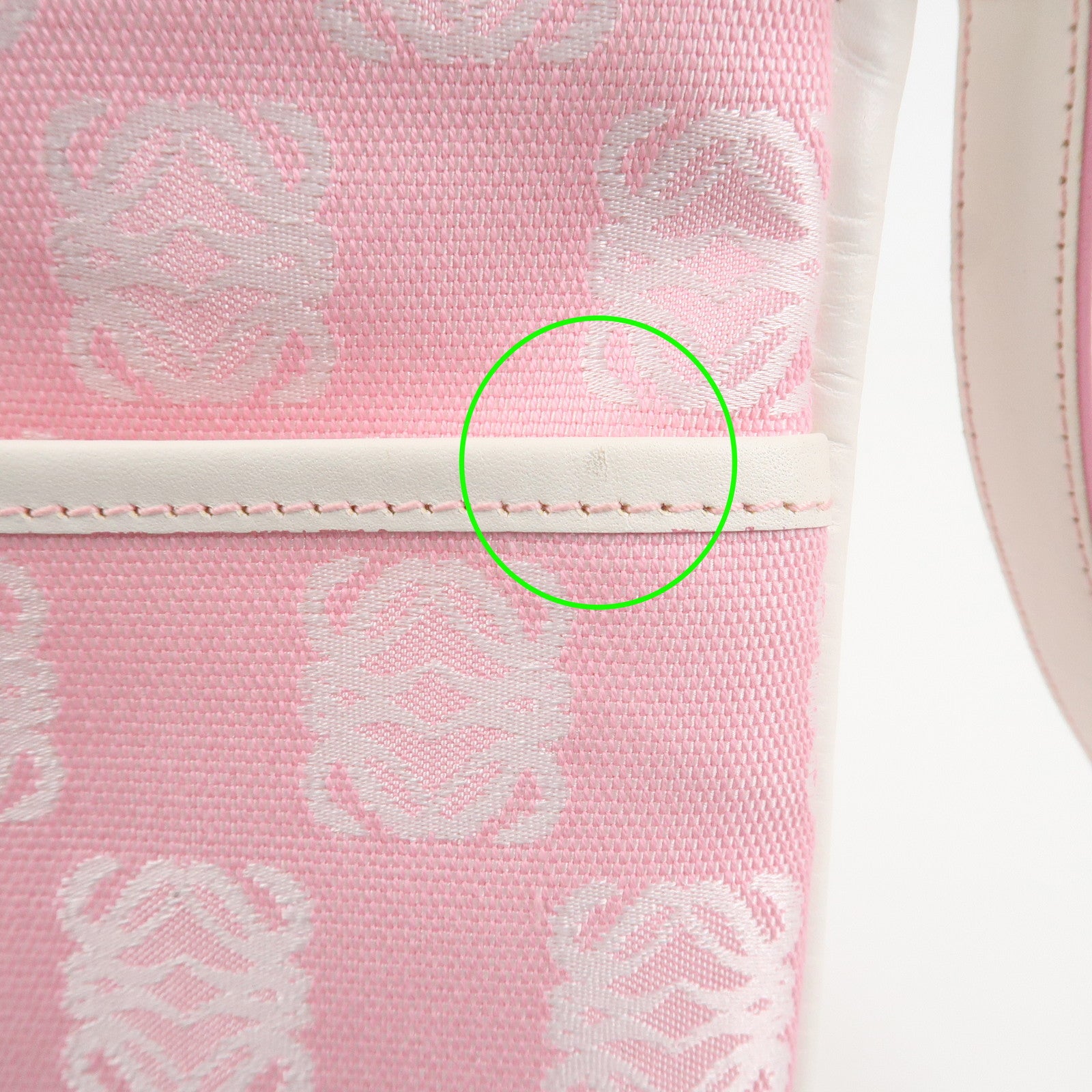 LOEWE Anagram Canvas Leather Shoulder Bag Pink White