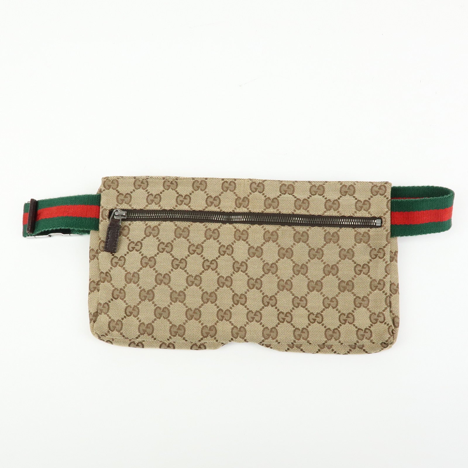 GUCCI Sherry GG Canvas Waist Pouch Body Bag Beige Brown 28566
