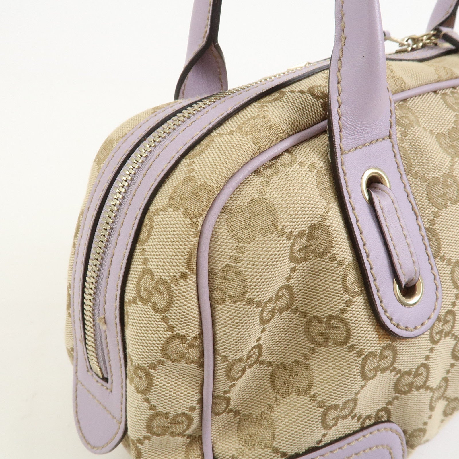 GUCCI Princy GG Canvas Leather Boston Bag Hand Bag Beige 161720