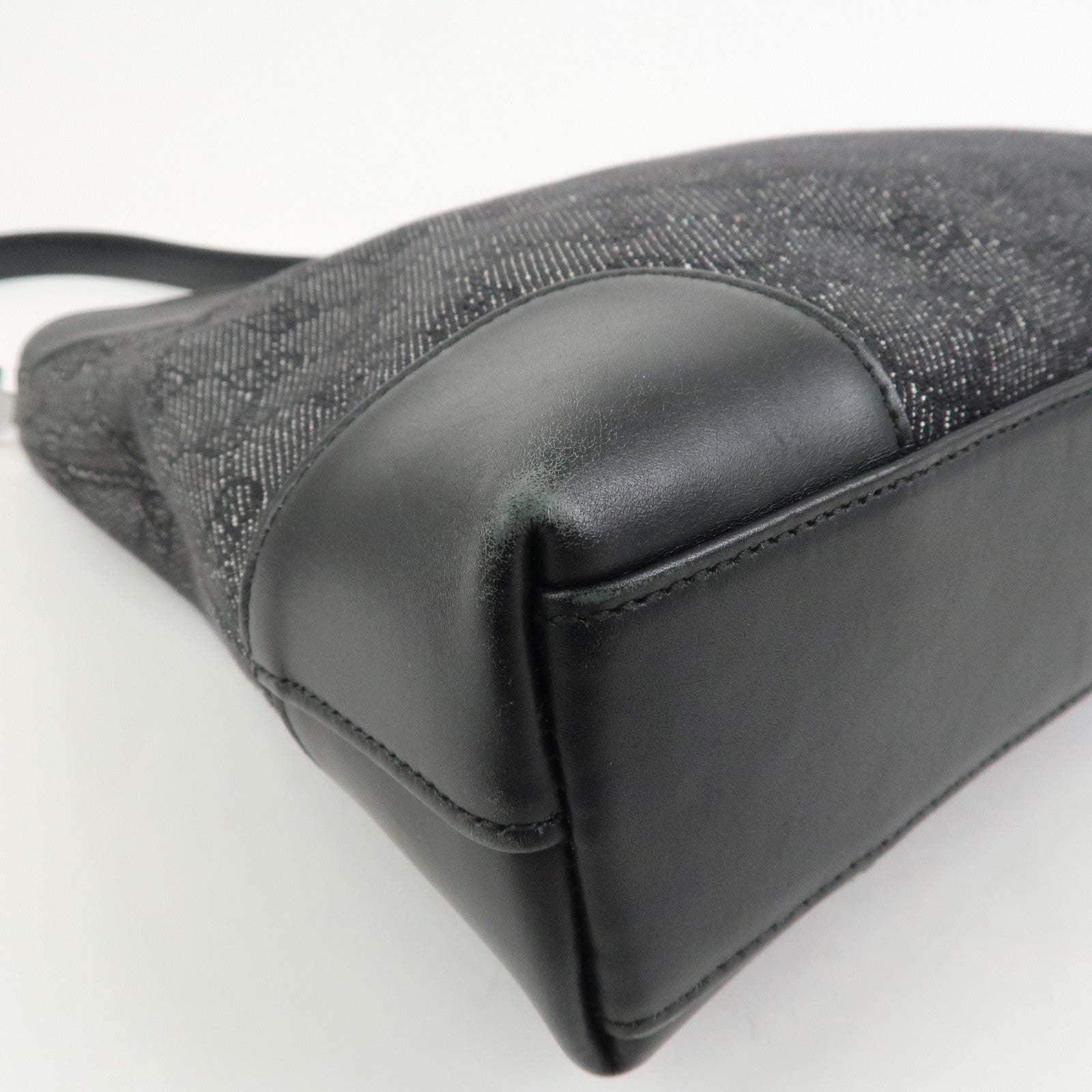 GUCCI Logo GG Canvas Leather Shoulder Bag Hand Bag Black 143745