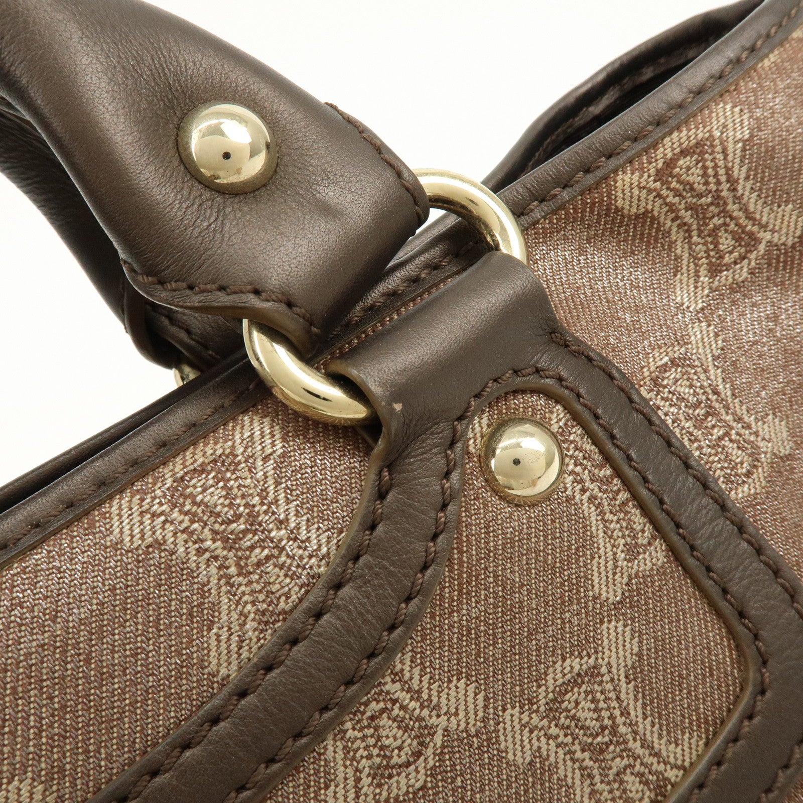 CELINE Macadam Canvas Leather Boogie Bag Hand Bag Brown