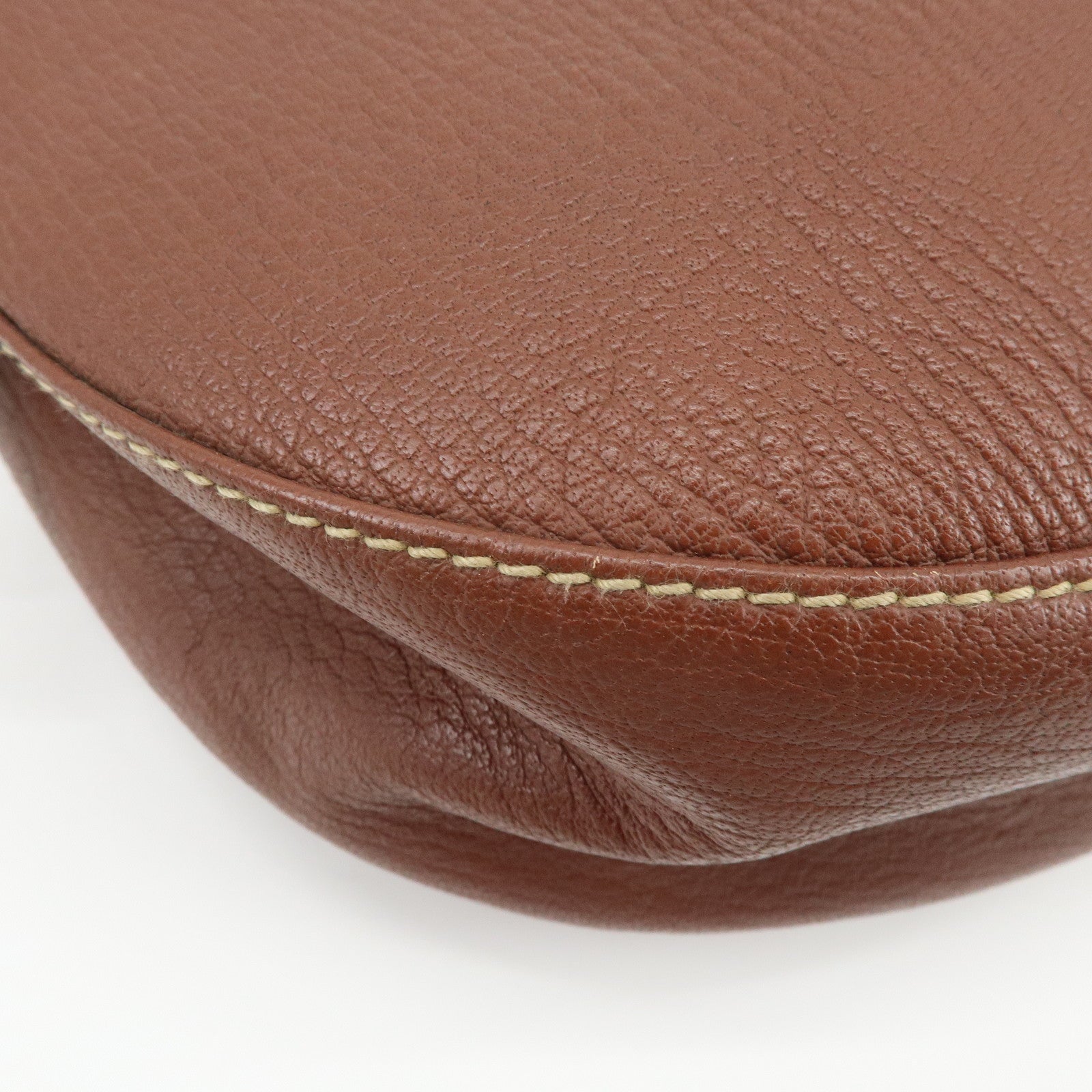 BVLGARI Leather Shoulder Bag Hand Bag Brown