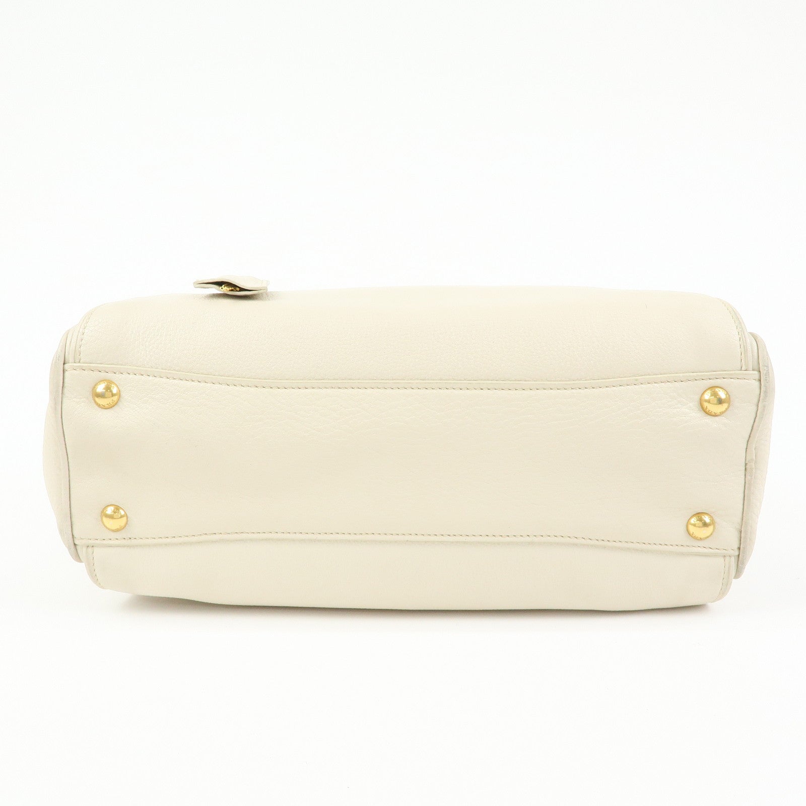 PRADA Vitello Daino Leather Hand Bag Ivory BL0804