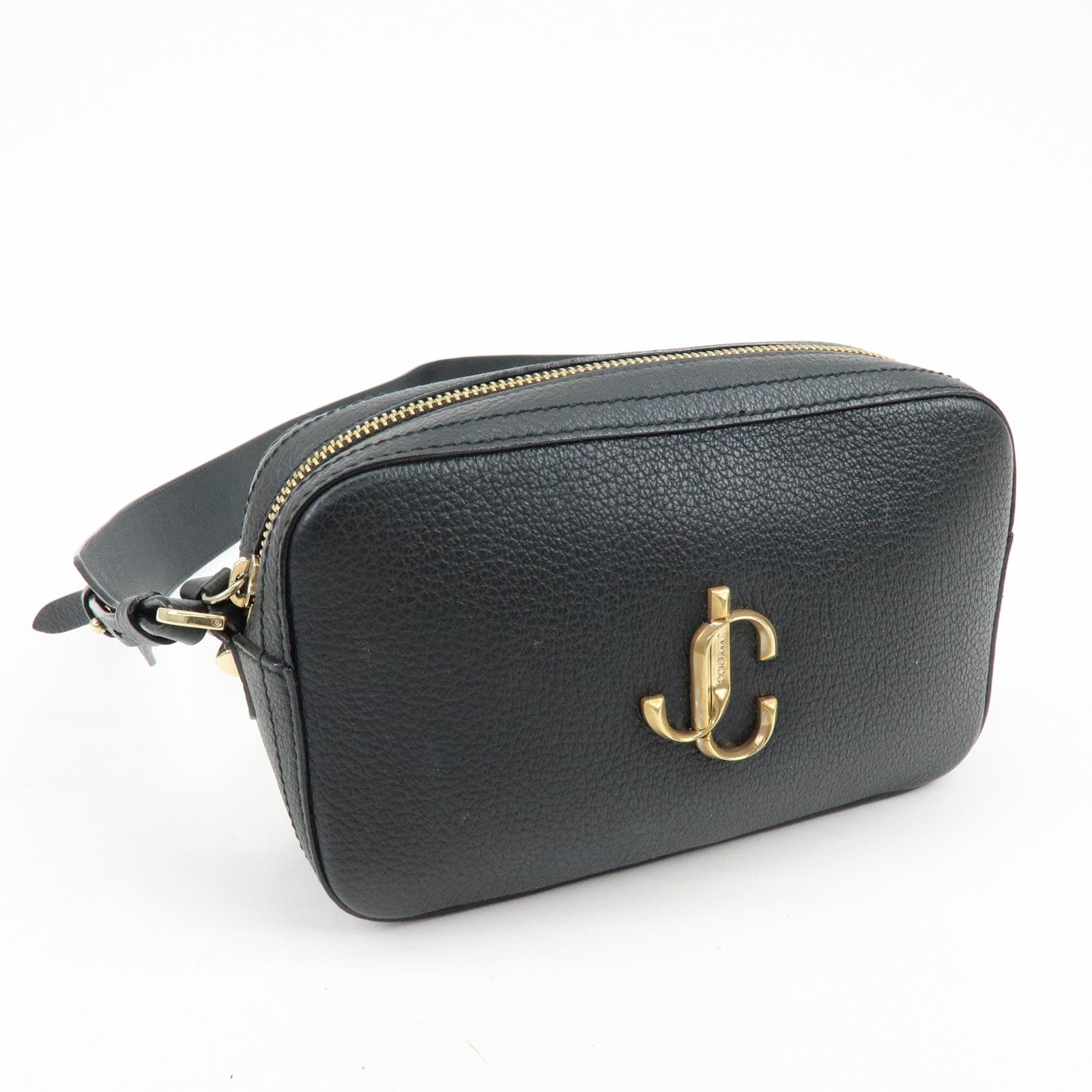 JIMMY CHOO VARENNE Leather Shoulder Bag Crossbody Bag Black