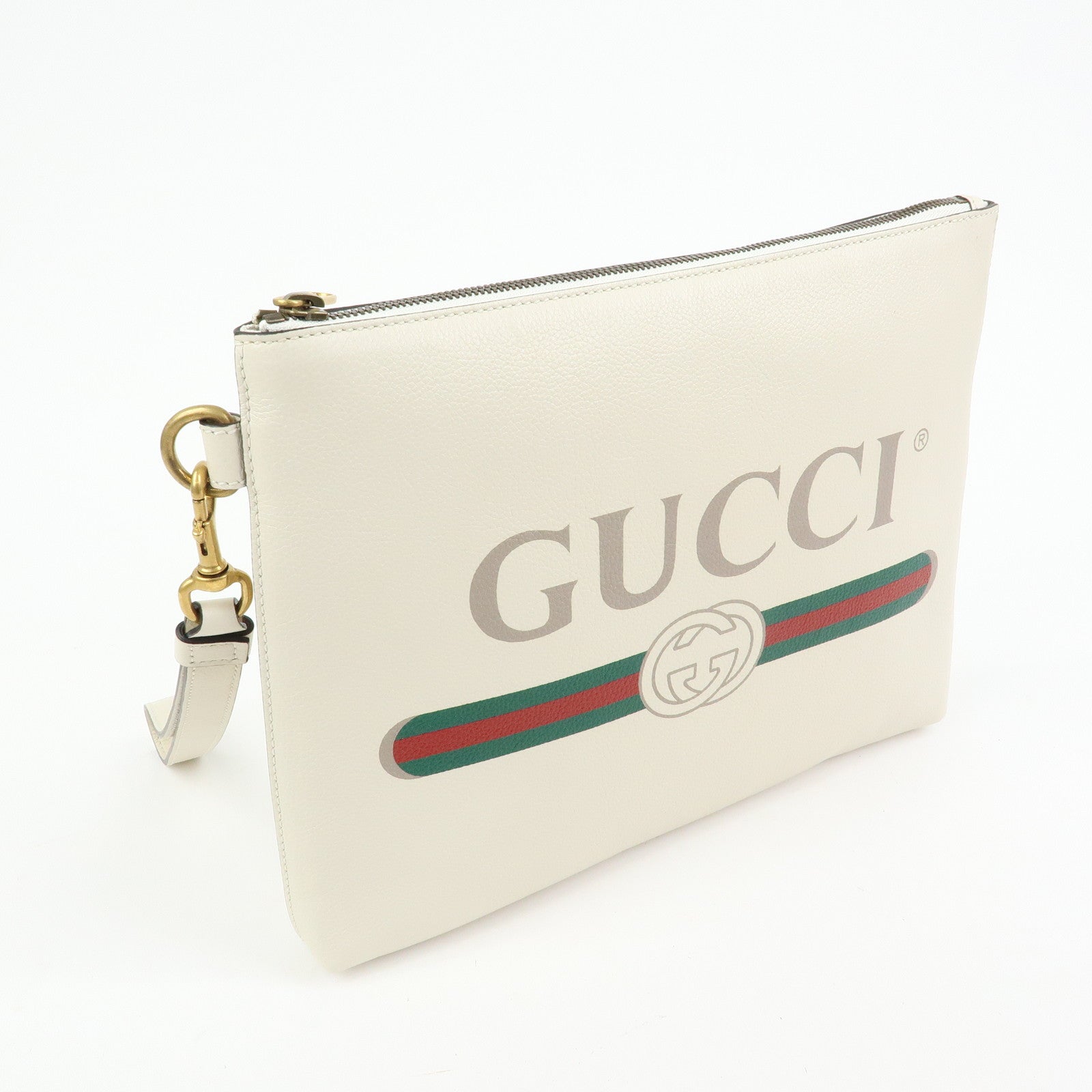 GUCCI Sherry Vintage Logo Medium Portfolio Clutch Bag Ivory 572770