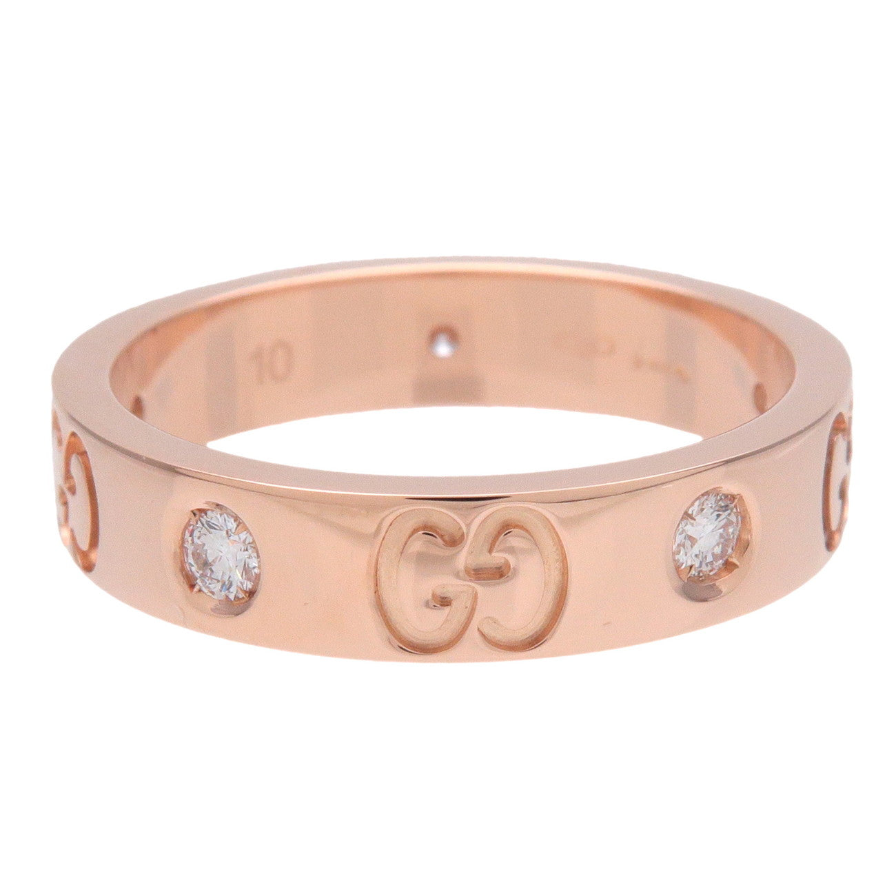 GUCCI Icon 5P Diamond Ring K18 750PG Rose Gold #10 US5 EU50 HK11