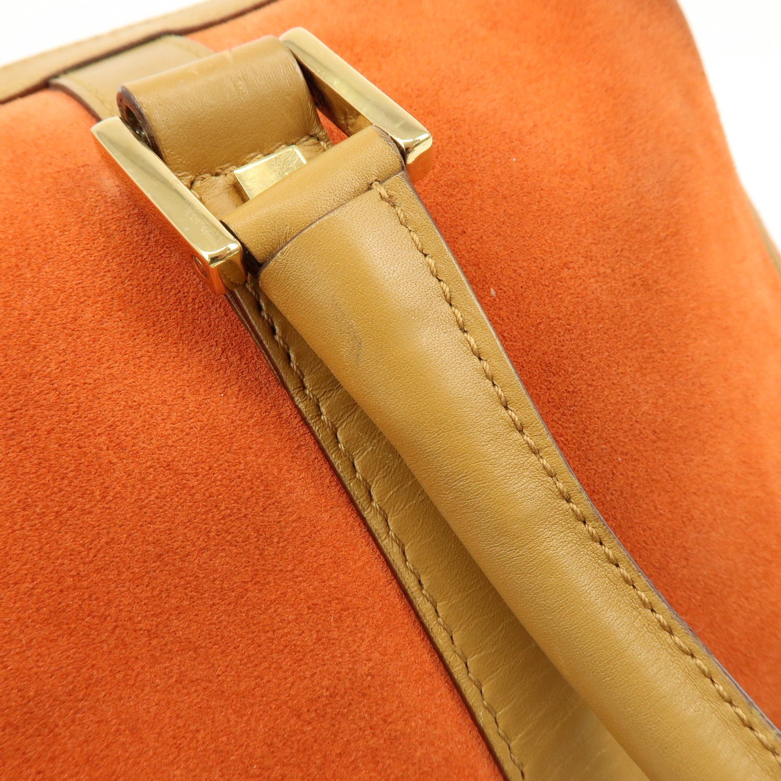 GUCCI Logo Suede Leather Hand Bag Orange Brown 000.0851