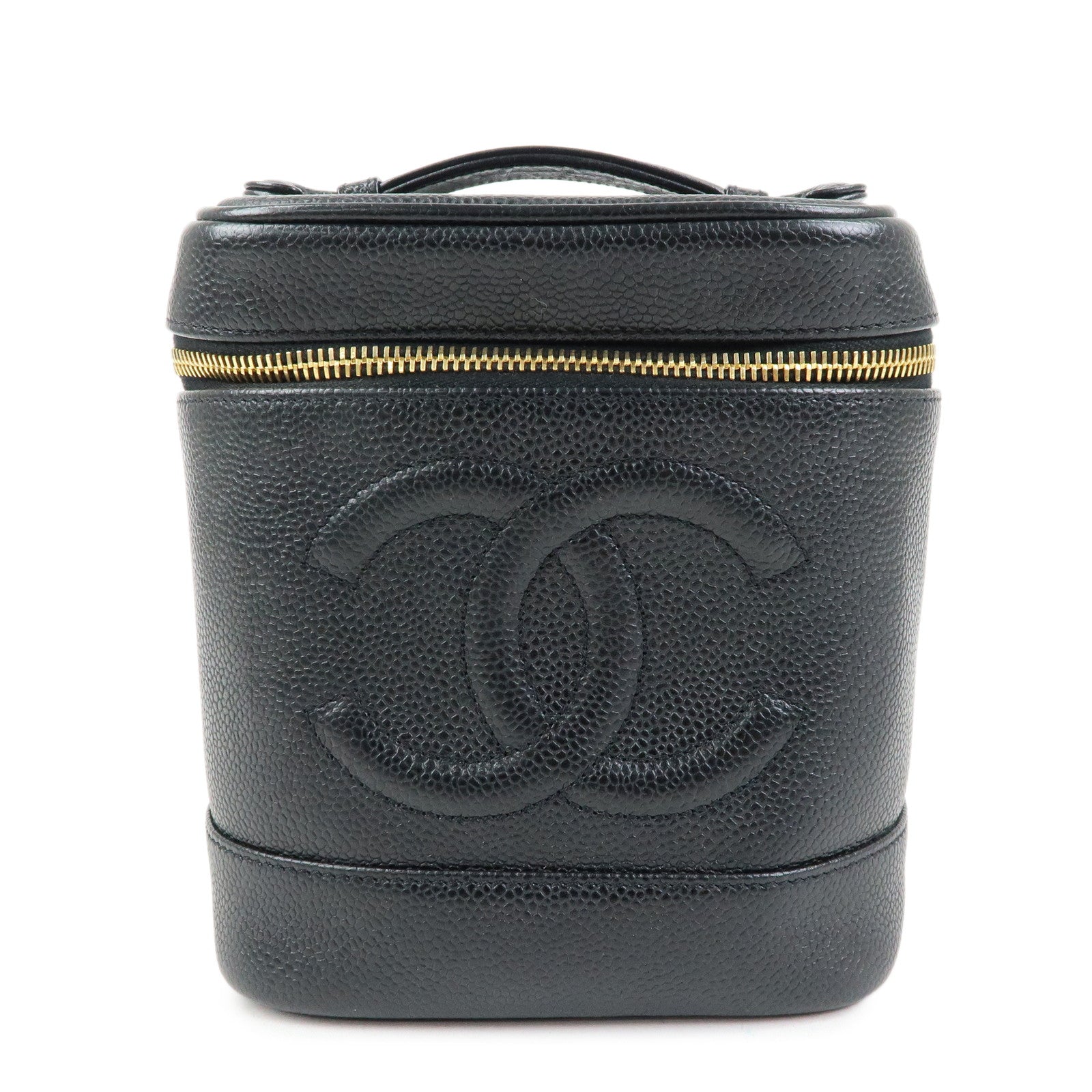 CHANEL COCO Mark Caviarskin Vanity Bag Hand Bag Black A01998