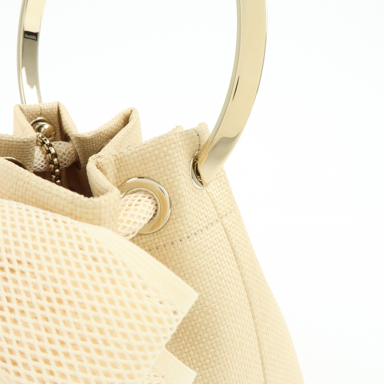 JIMMY CHOO Bon Bon Raffia 2Way Bag Chain Shoulder Bag Natural