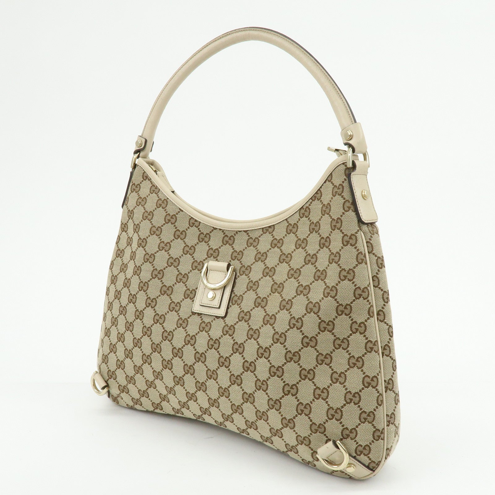 GUCCI Abbey GG Canvas Leather Shoulder Bag Hand Bag Beige 130737