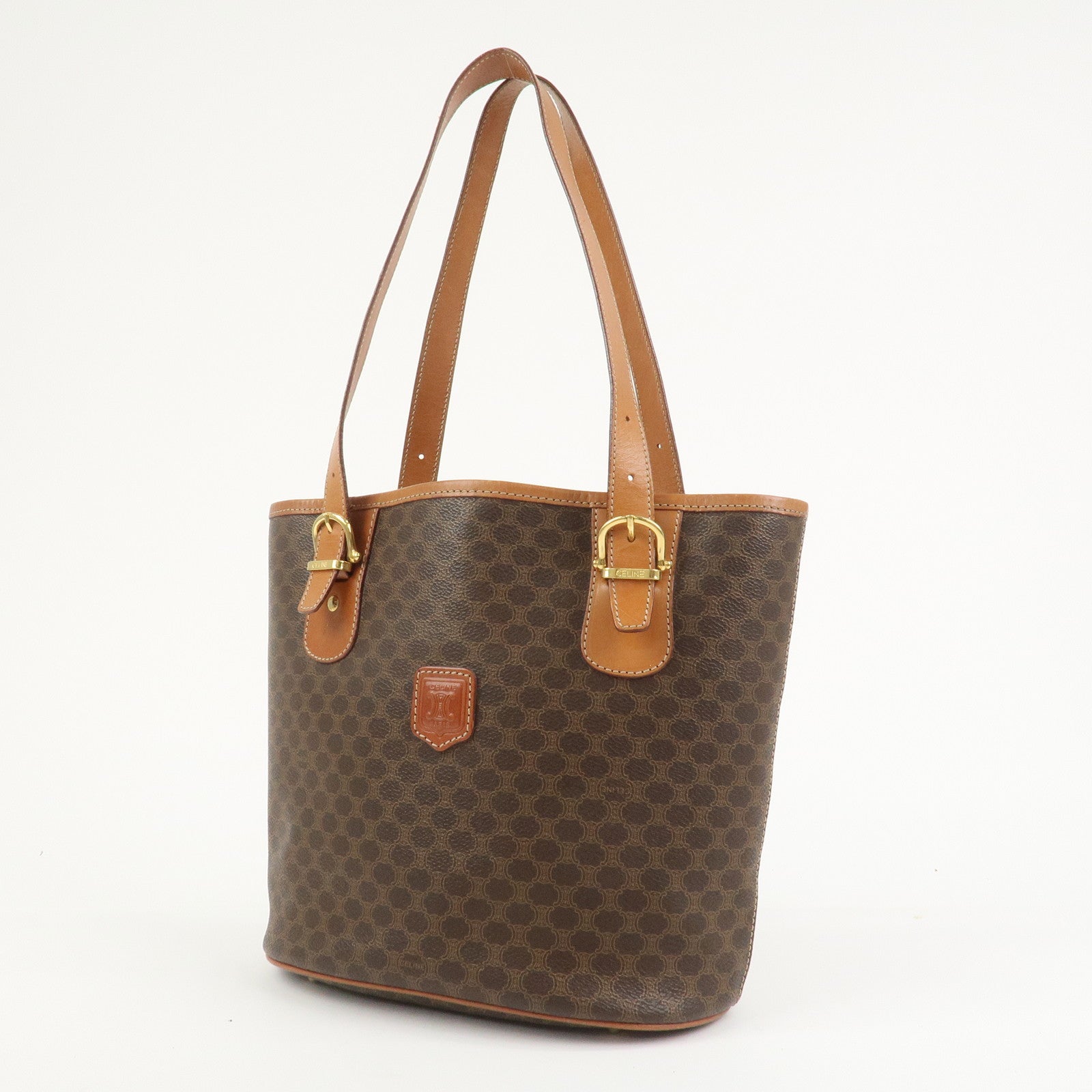 CELINE Macadam PVC Leather Tote Bag Shoulder Bag Hand Bag Brown