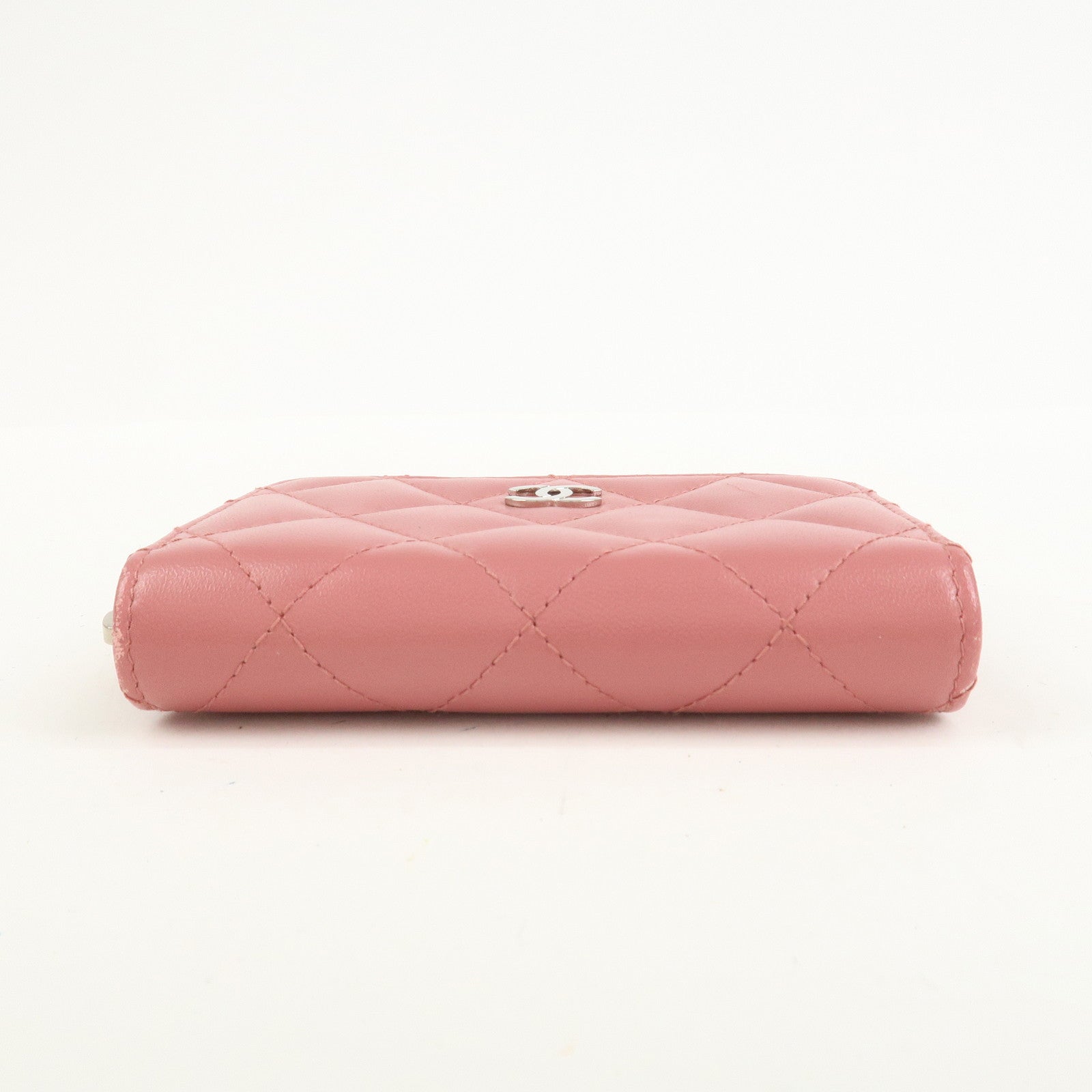 CHANE Matelasse Lambskin Classic Zippy Coin Case Pink AP0216