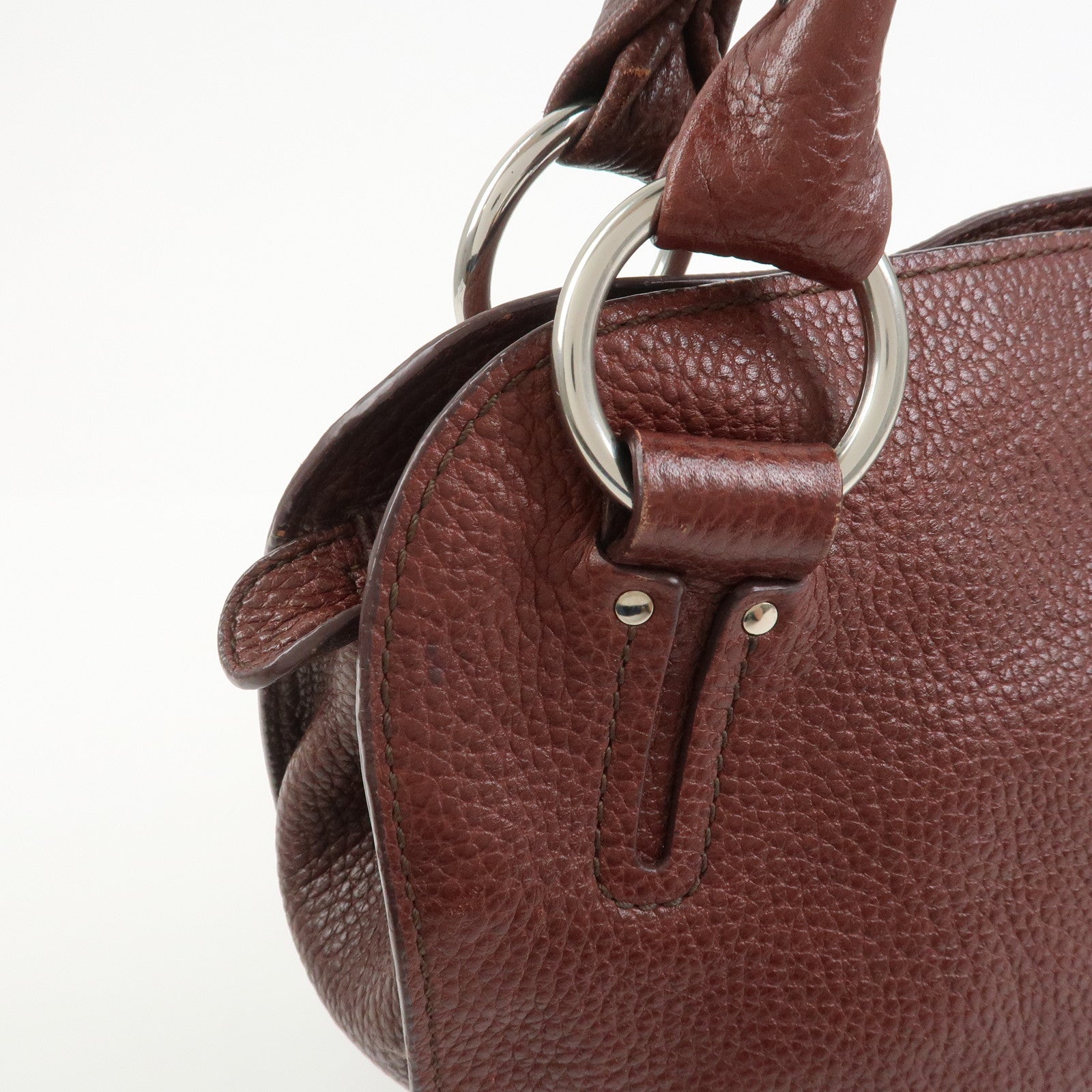 CELINE Bittersweet Leather Shoulder Bag Hand Bag Tote Bag Brown