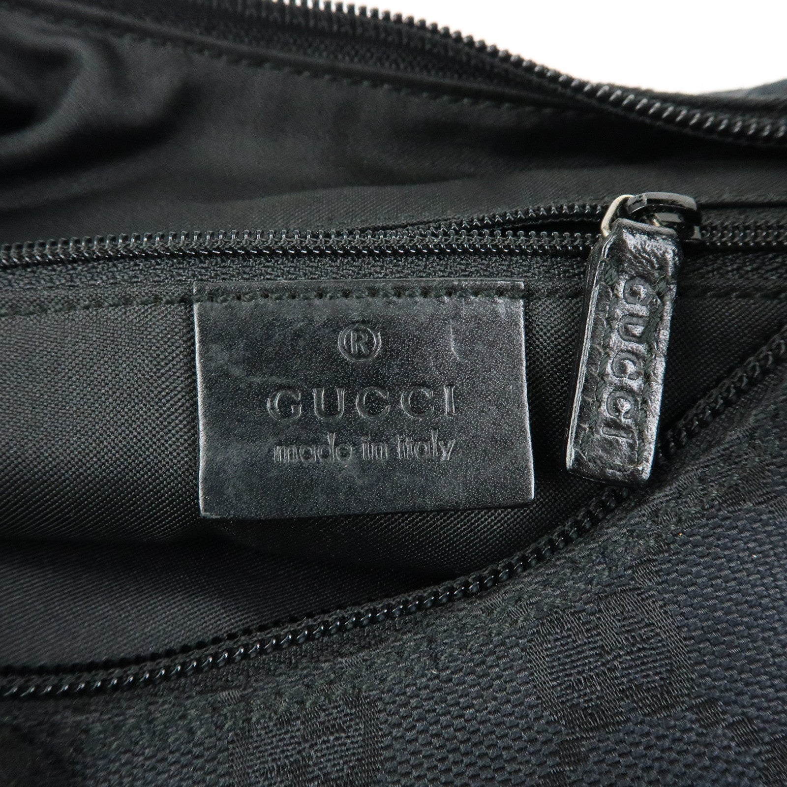 GUCCI GG Canvas Leather Hand Bag Shoulder Bag Black 001・3386