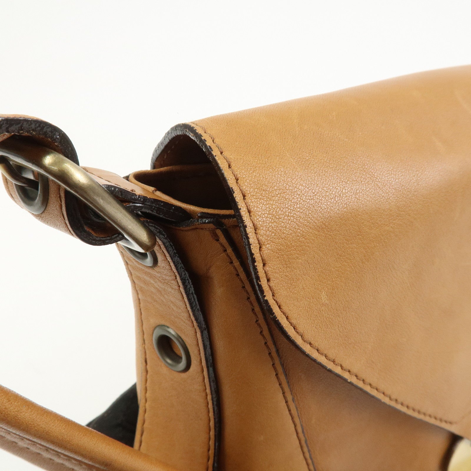 Chloe Logo Leather Shoulder Bag Hand Bag Crossbody Bag Brown