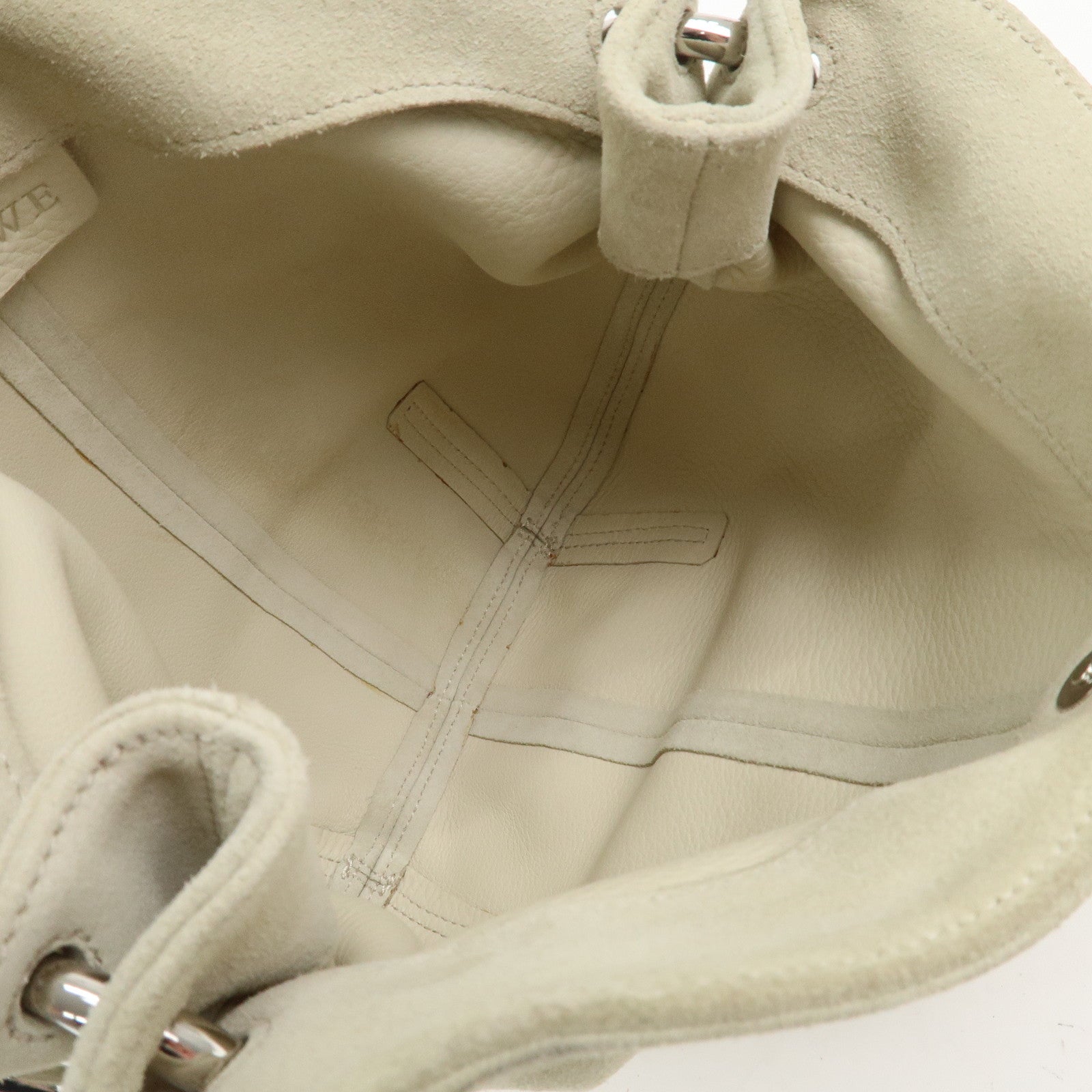 LOEWE Suede Chain Hand Bag Shoulder Bag Ivory Silver