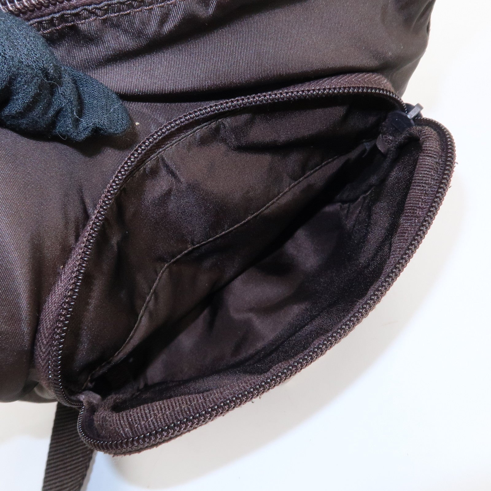 PRADA Triangle Logo Nylon Leather Shoulder Bag Crossbody Bag Brown Used