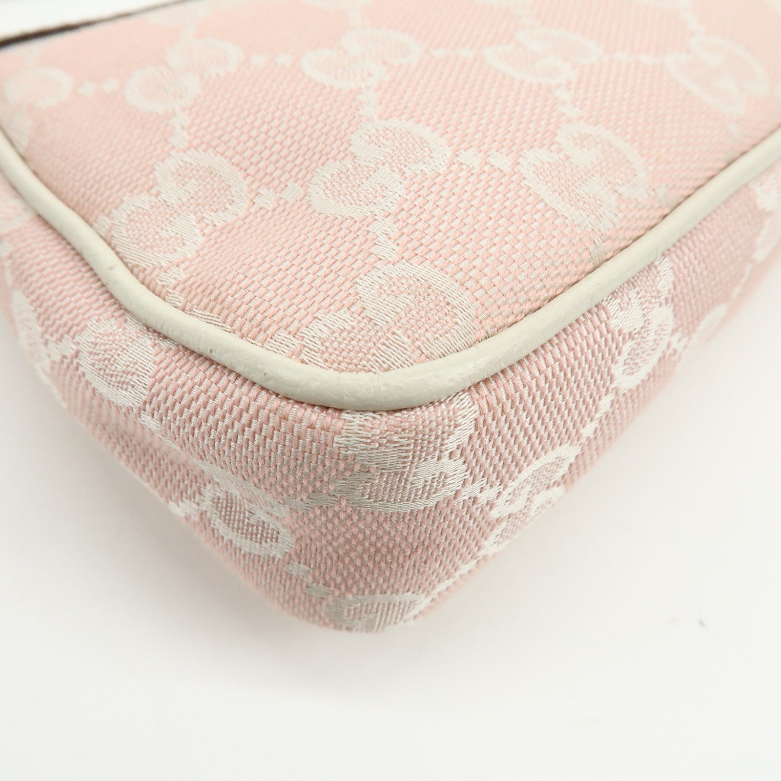 GUCCI GG Canvas Leather Hand Bag Pouch Shoulder Bag Pink 154432