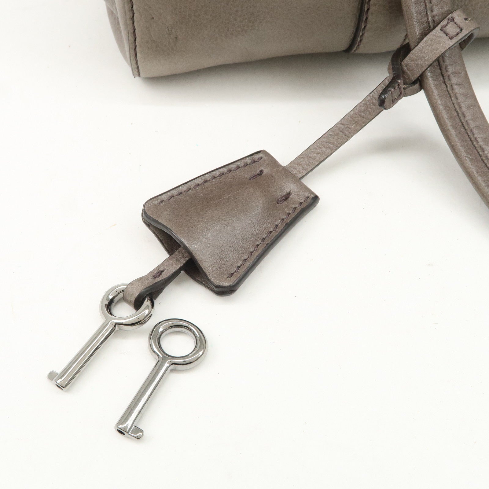 PRADA Triangle Logo Leather Shoulder Bag Gray BR3274
